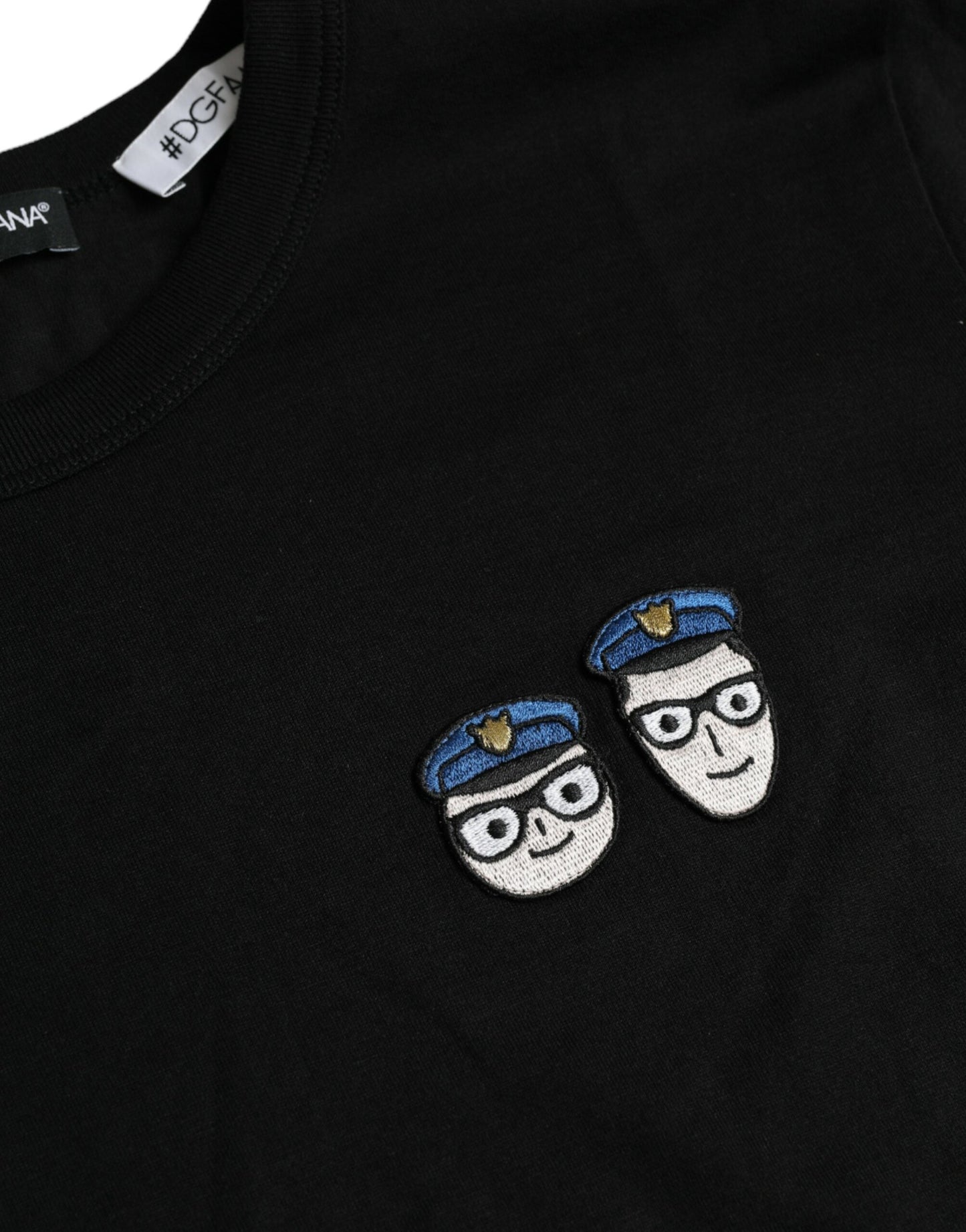 T-shirt ras du cou en coton noir #DGFamily