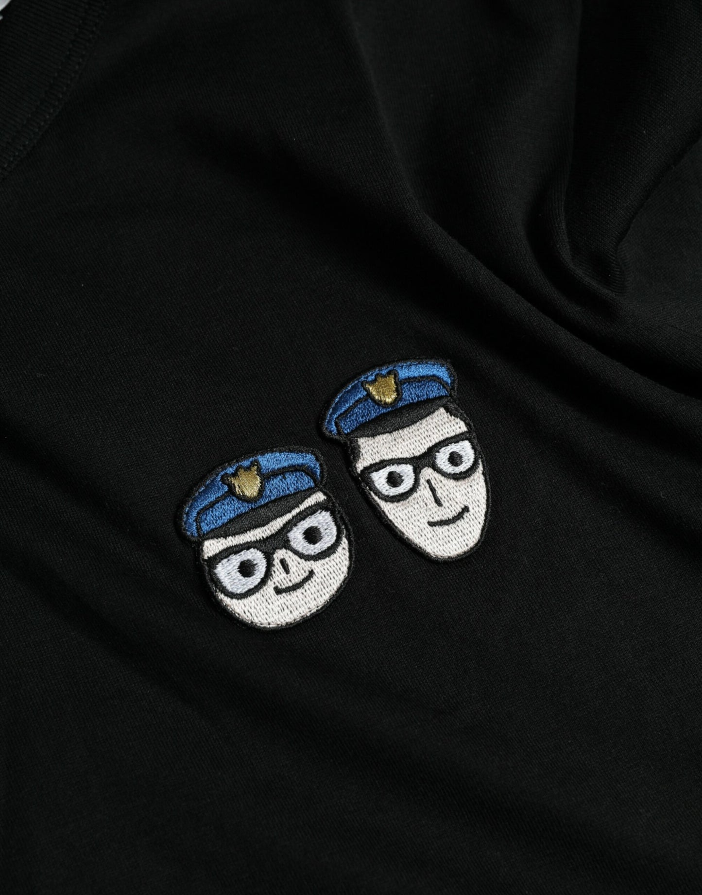 T-shirt ras du cou en coton noir #DGFamily