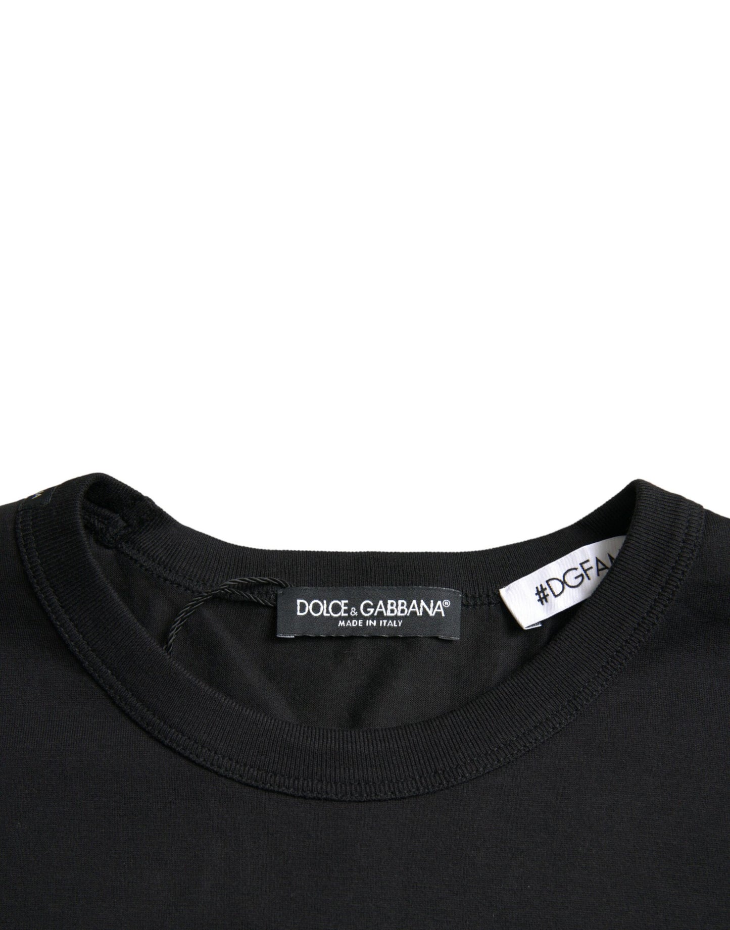 T-shirt ras du cou en coton noir #DGFamily
