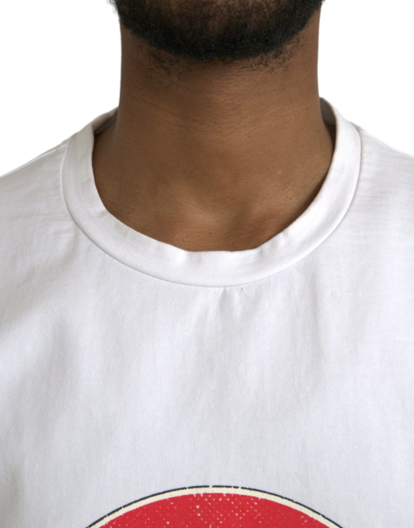 T-shirt ras du cou à manches courtes en coton blanc avec cœur Amor