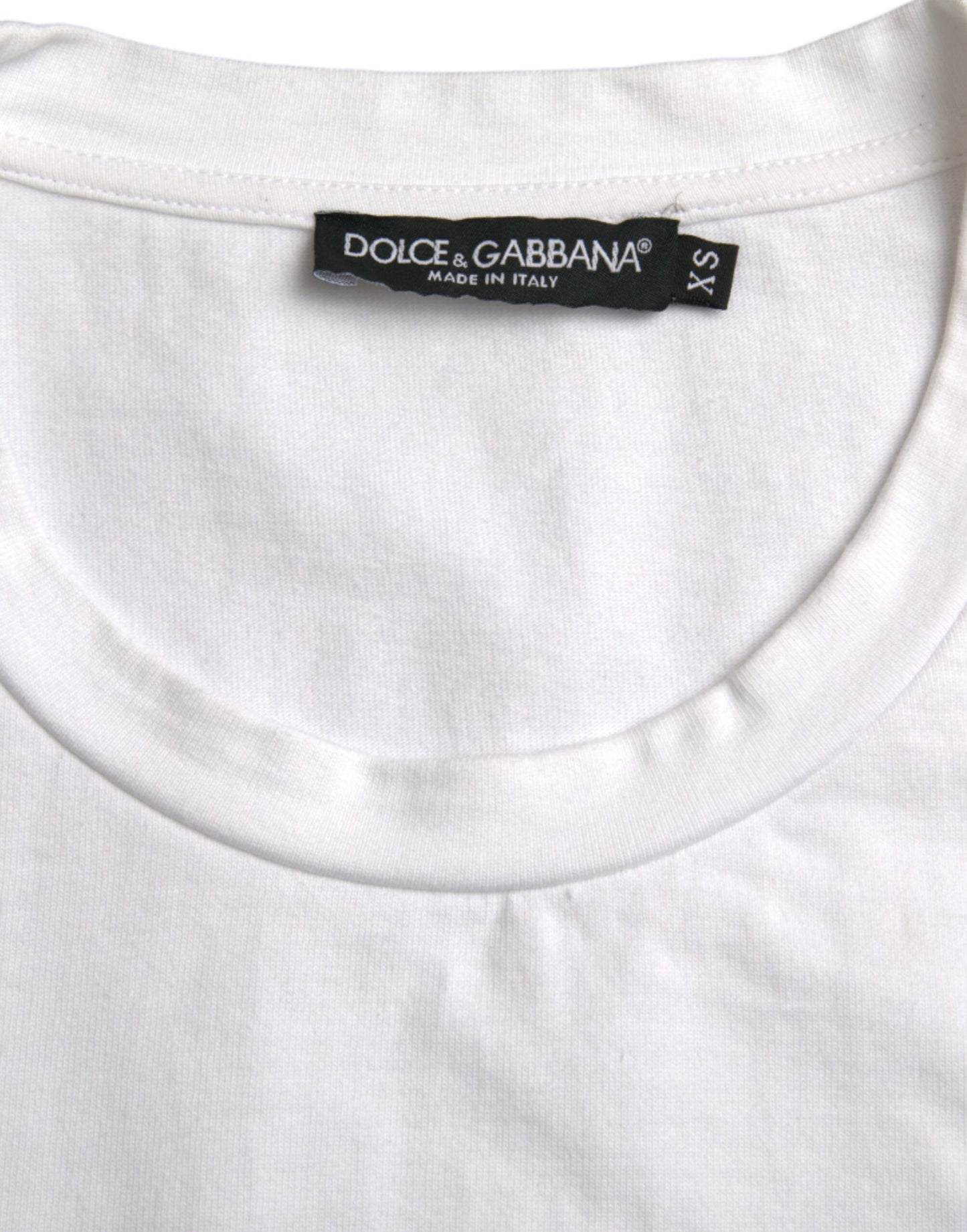 T-shirt ras du cou à manches courtes en coton blanc avec cœur Amor