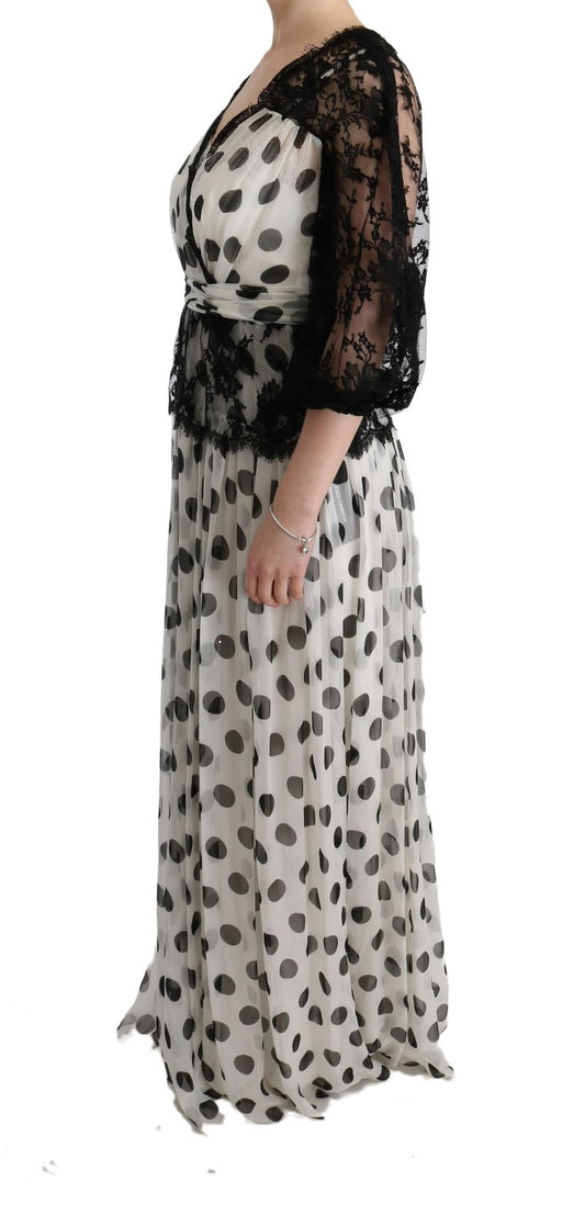 Robe fleurie à pois noirs et blancs