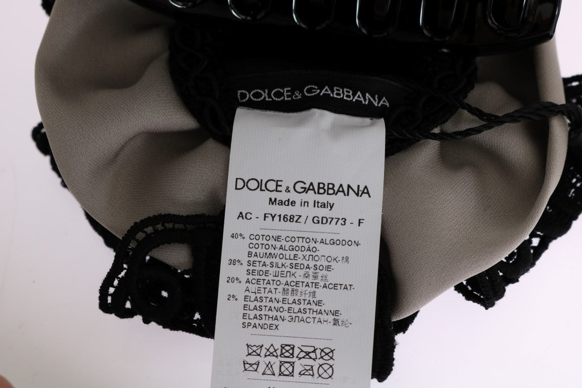 Pinza para el pelo de encaje negro y seda gris