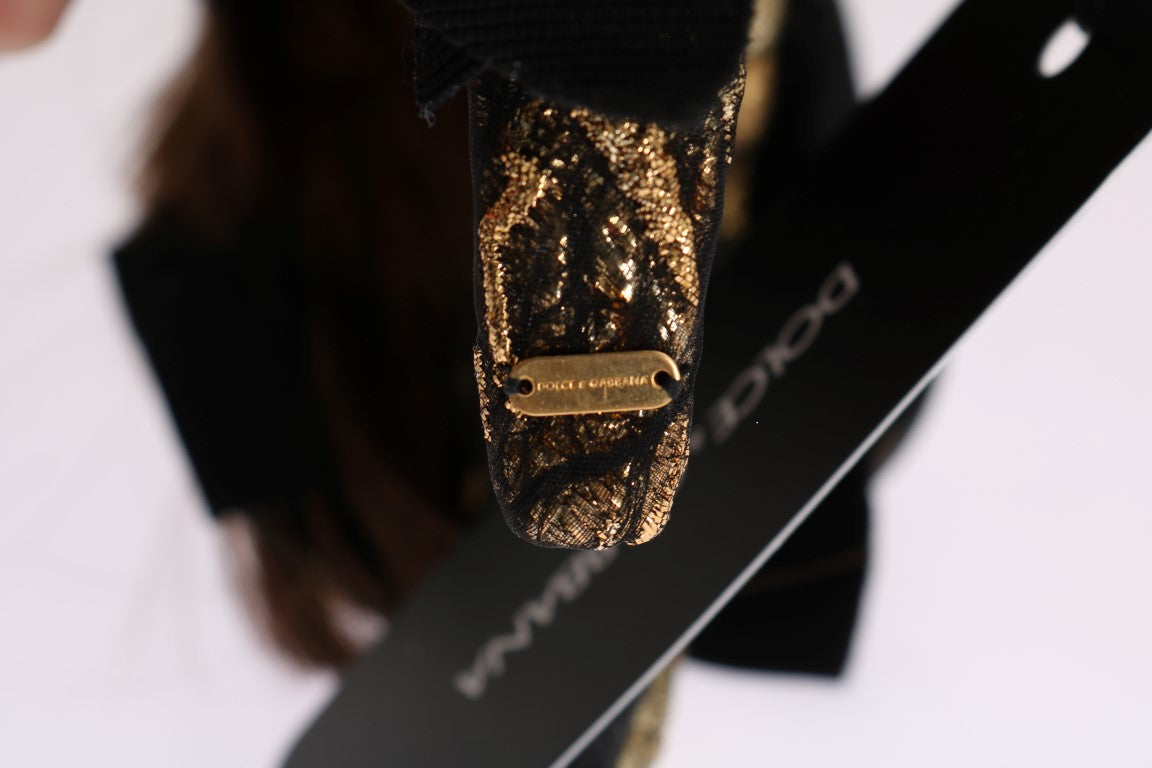 Diadema de pelo marrón con cristales transparentes