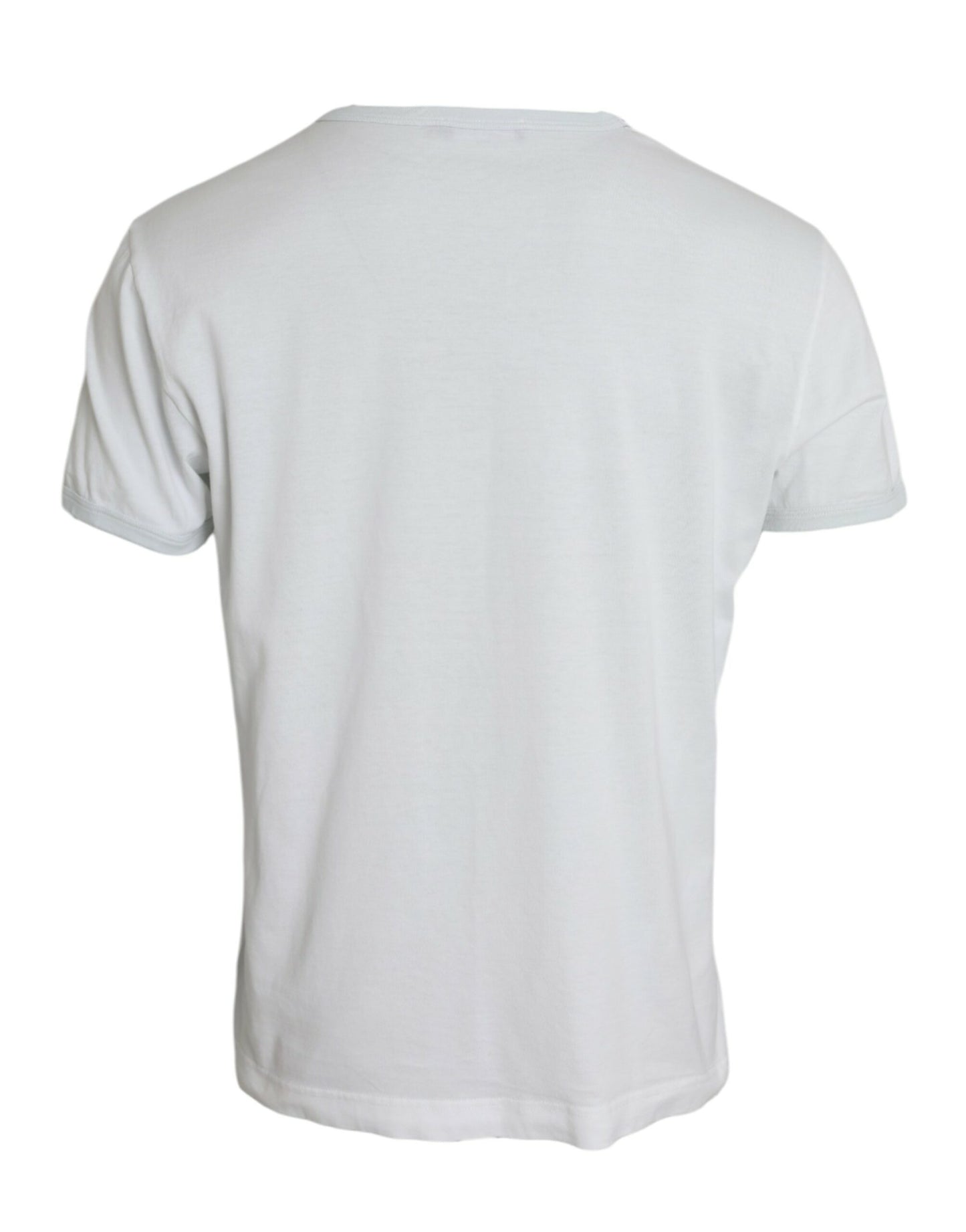 T-shirt blanc à manches courtes et col rond en coton