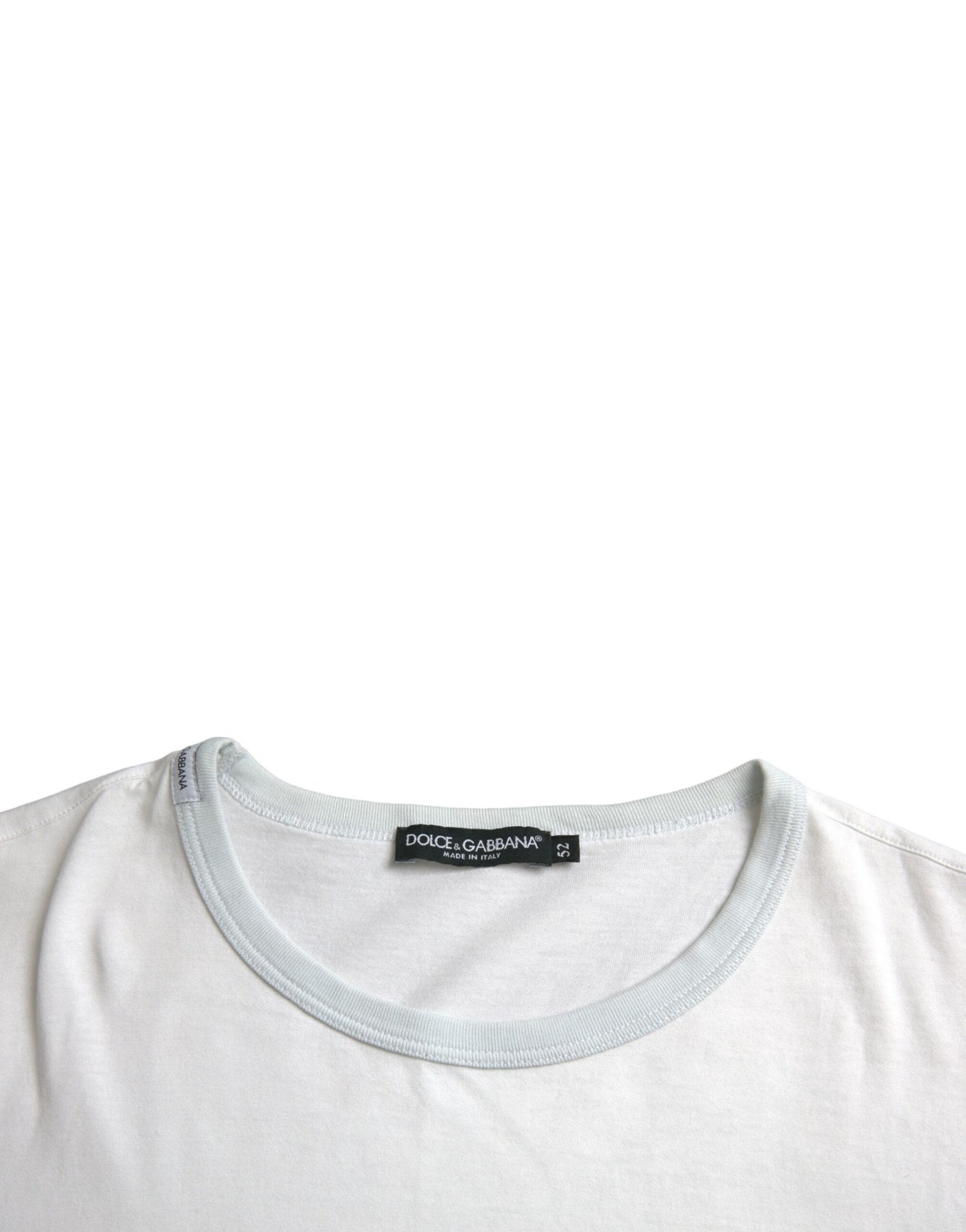 T-shirt blanc à manches courtes et col rond en coton
