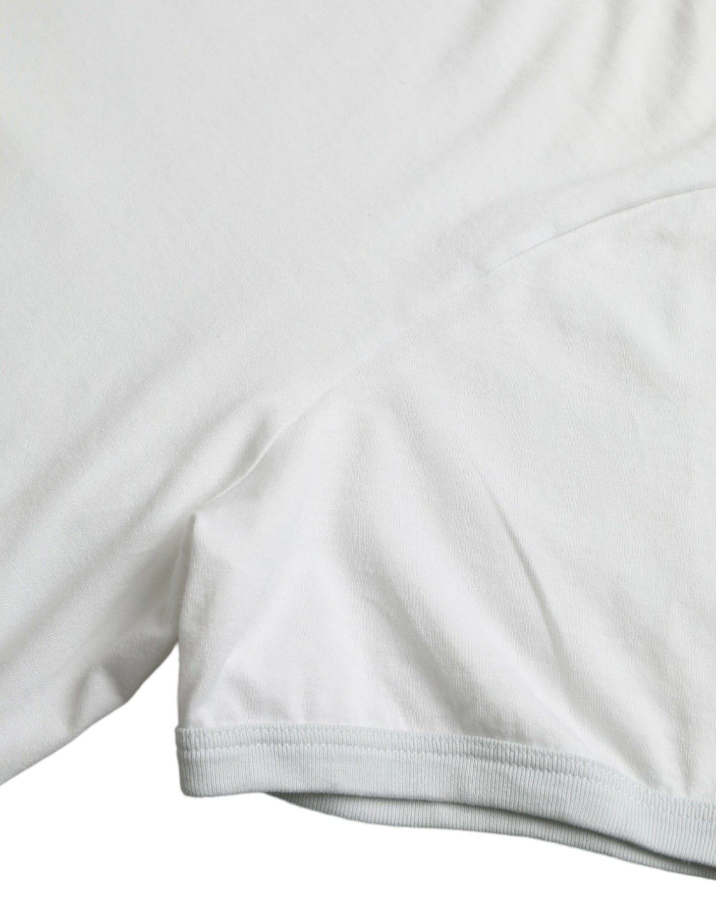 T-shirt blanc à manches courtes et col rond en coton