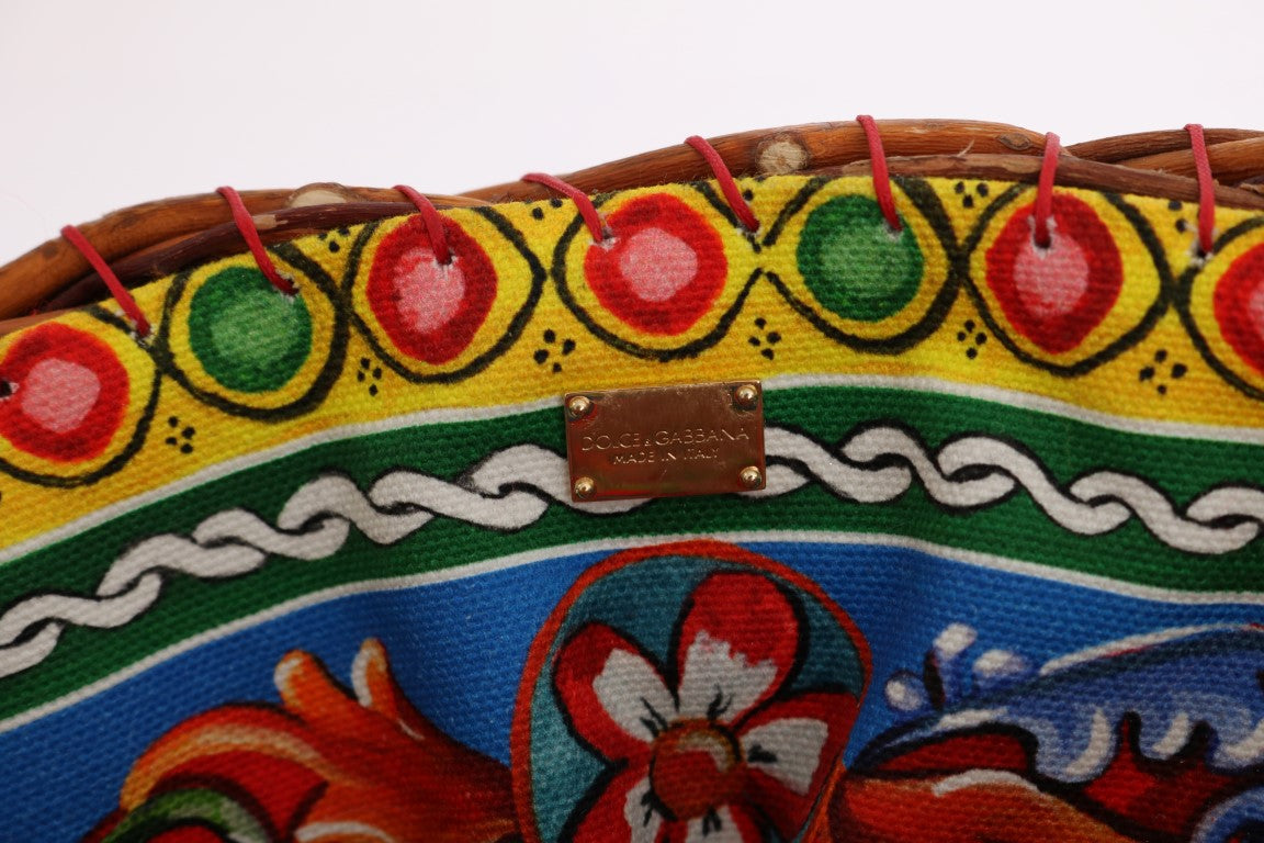 Bolso AGNESE multicolor con pompones de cristal y paja