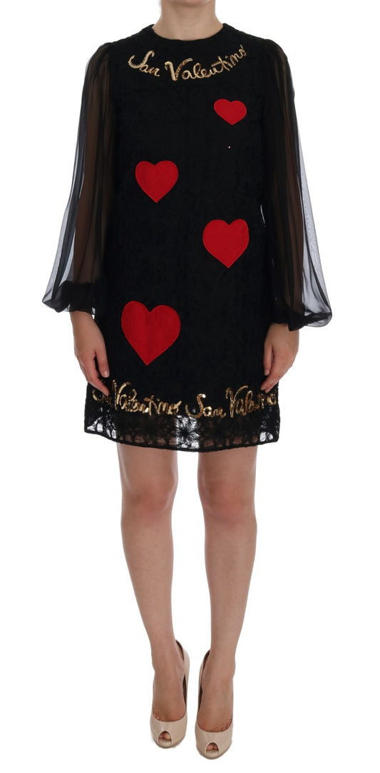 Robe droite noire à paillettes San Valentino