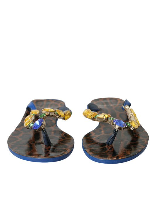 Zapatos de playa de piel de becerro con cristales azules