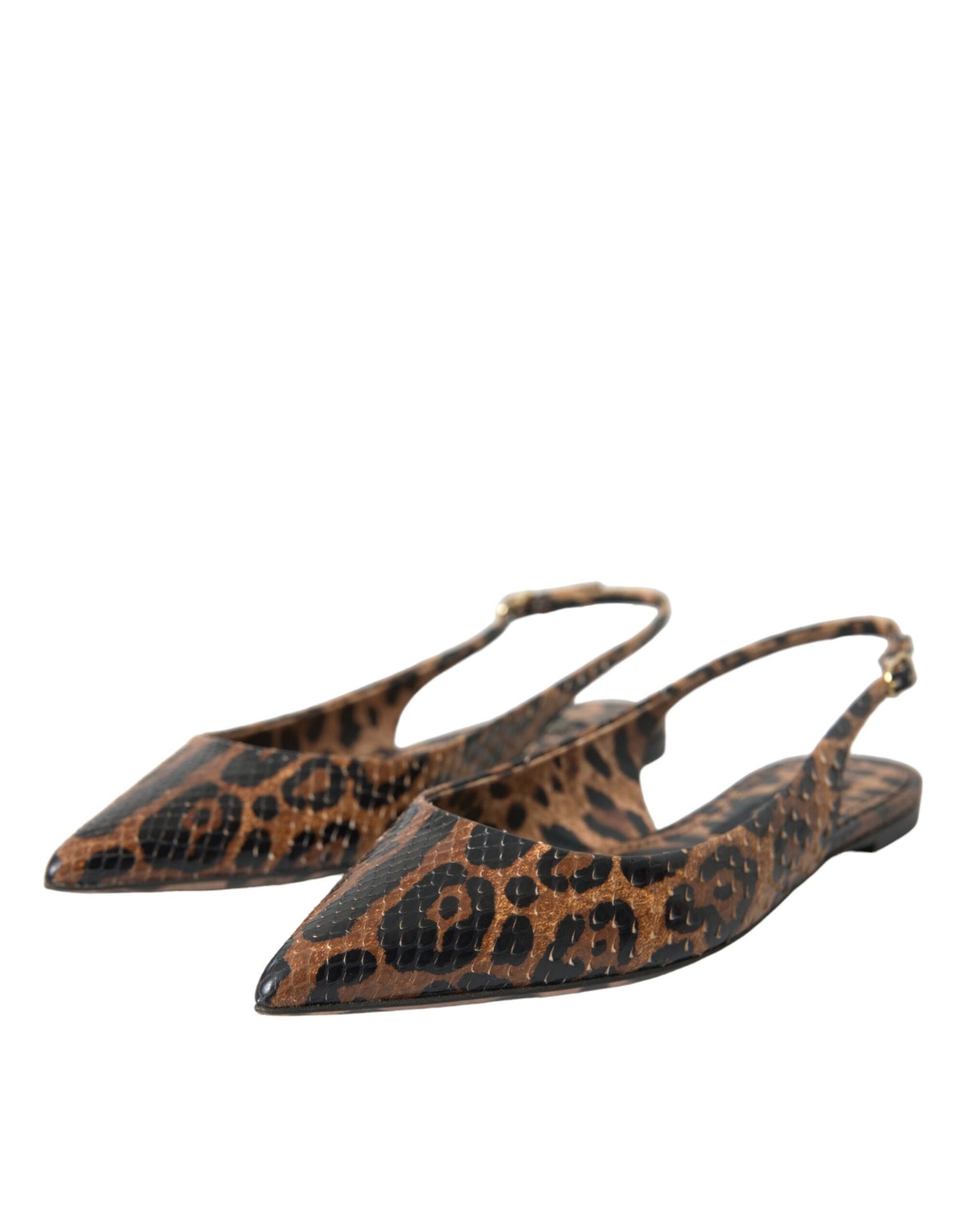 Chaussures à bride arrière en peau exotique léopard marron