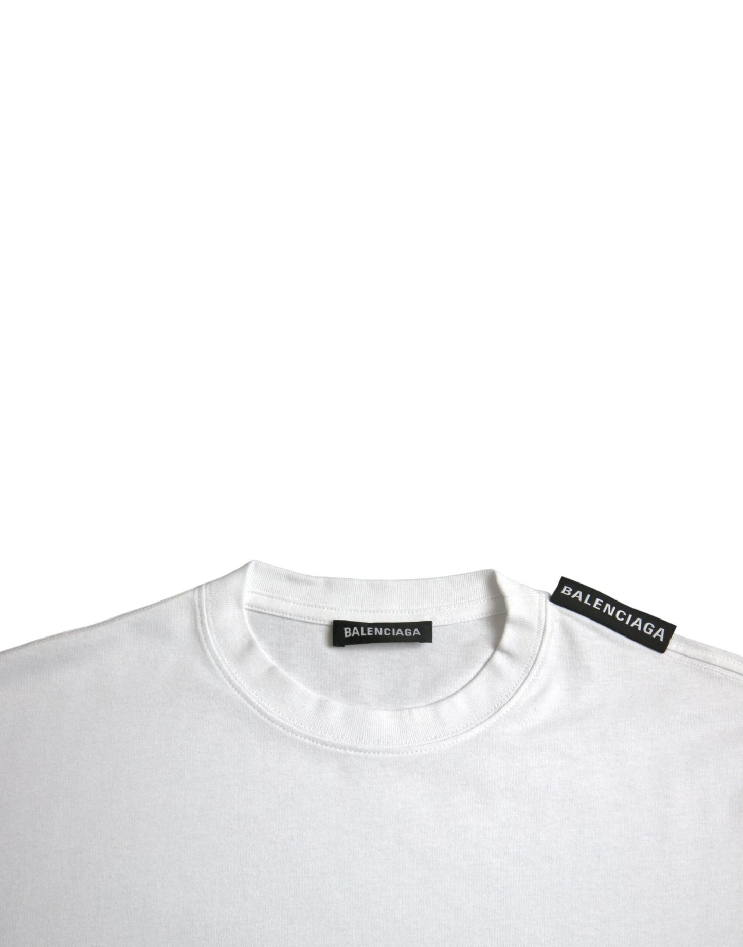 T-shirt col rond en jersey de coton blanc cassé