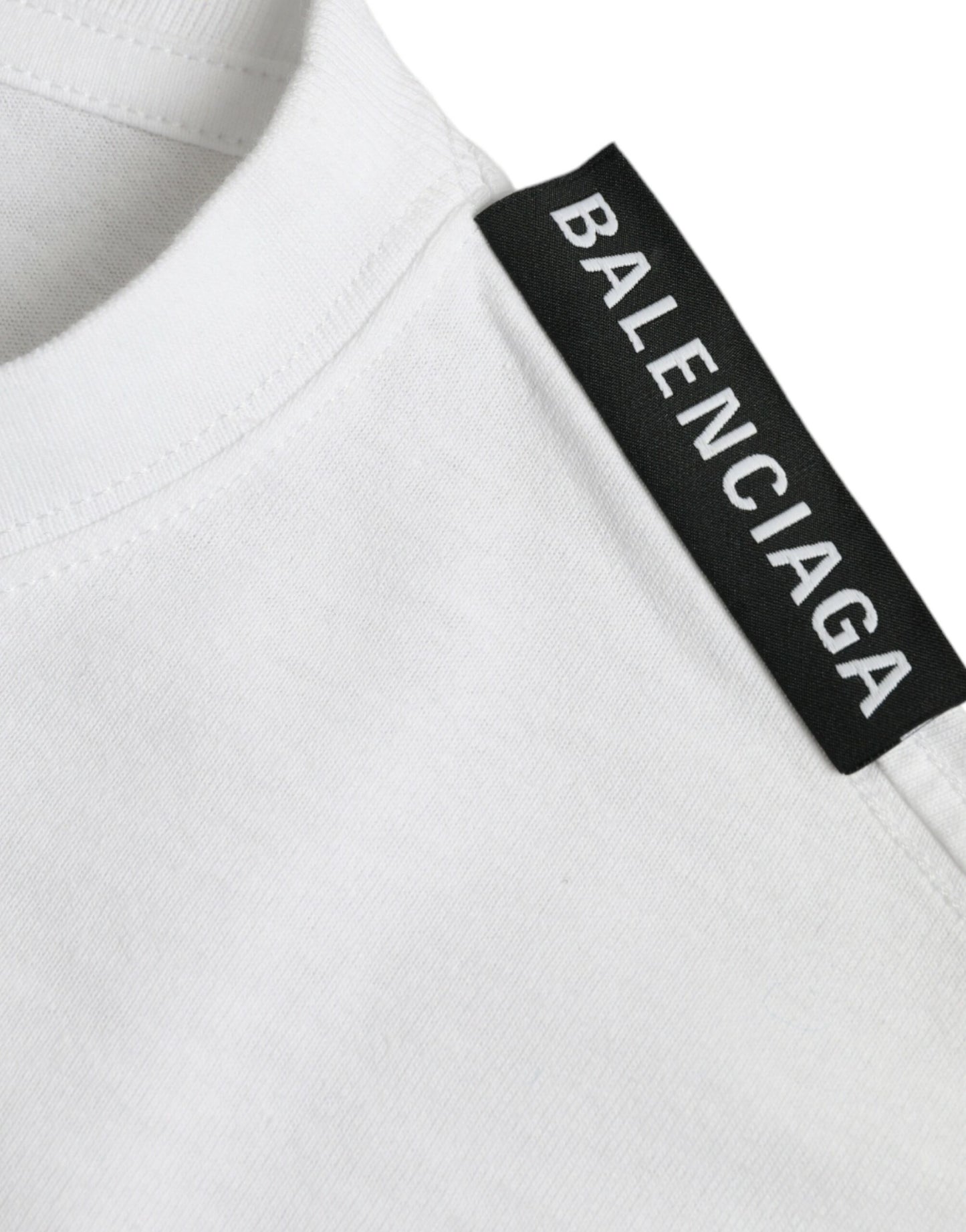 T-shirt col rond en jersey de coton blanc cassé