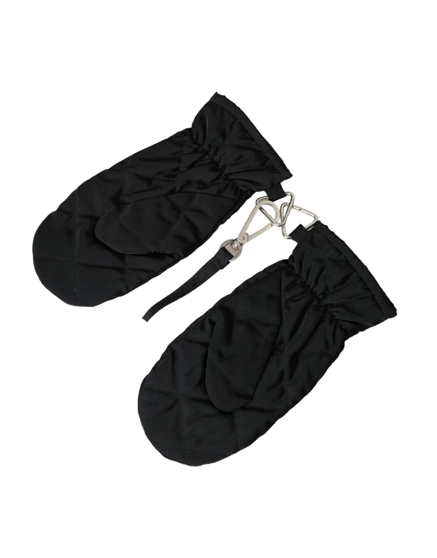 Gants mitaines en nylon matelassé noir jusqu'aux poignets