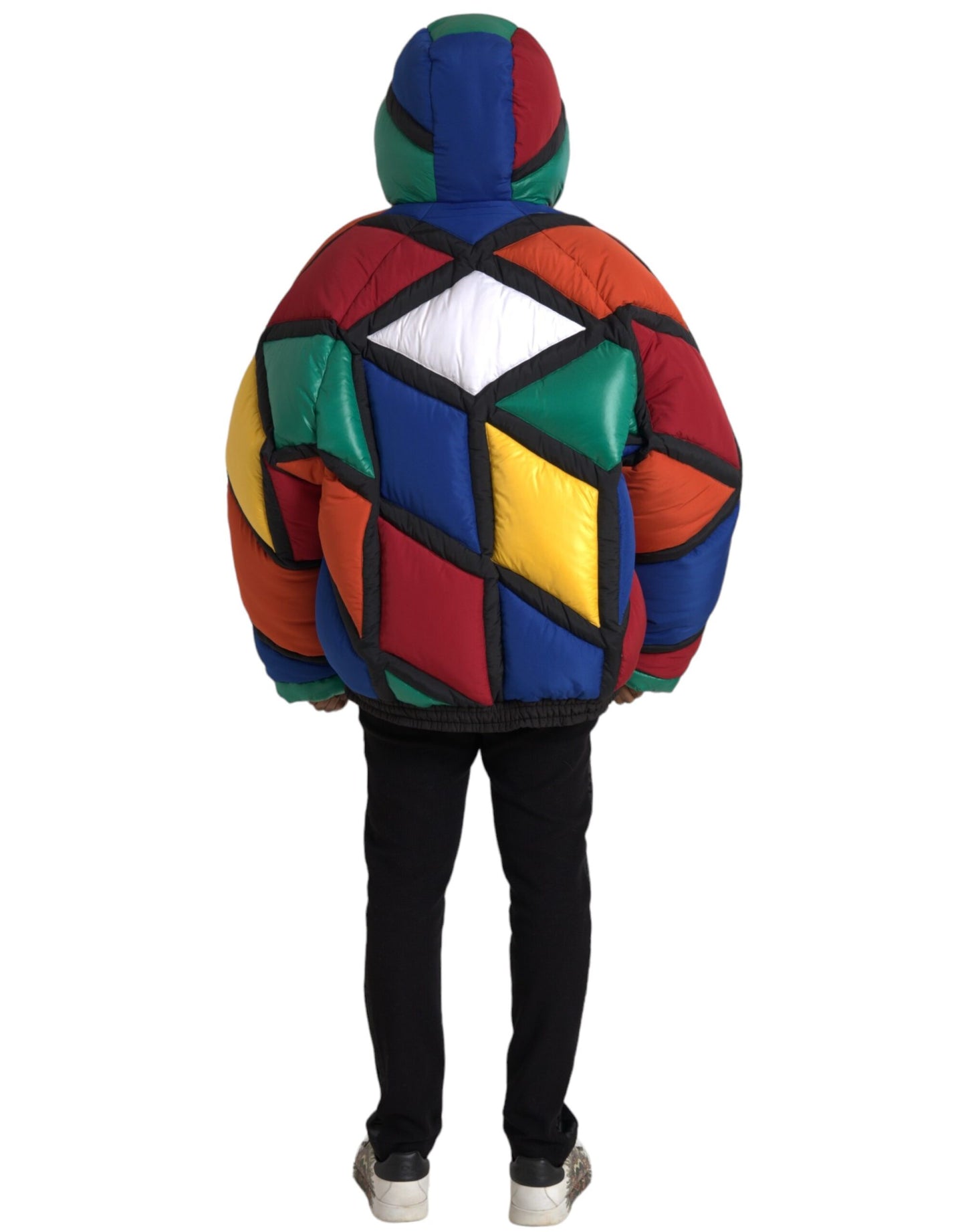 Doudoune matelassée à capuche multicolore