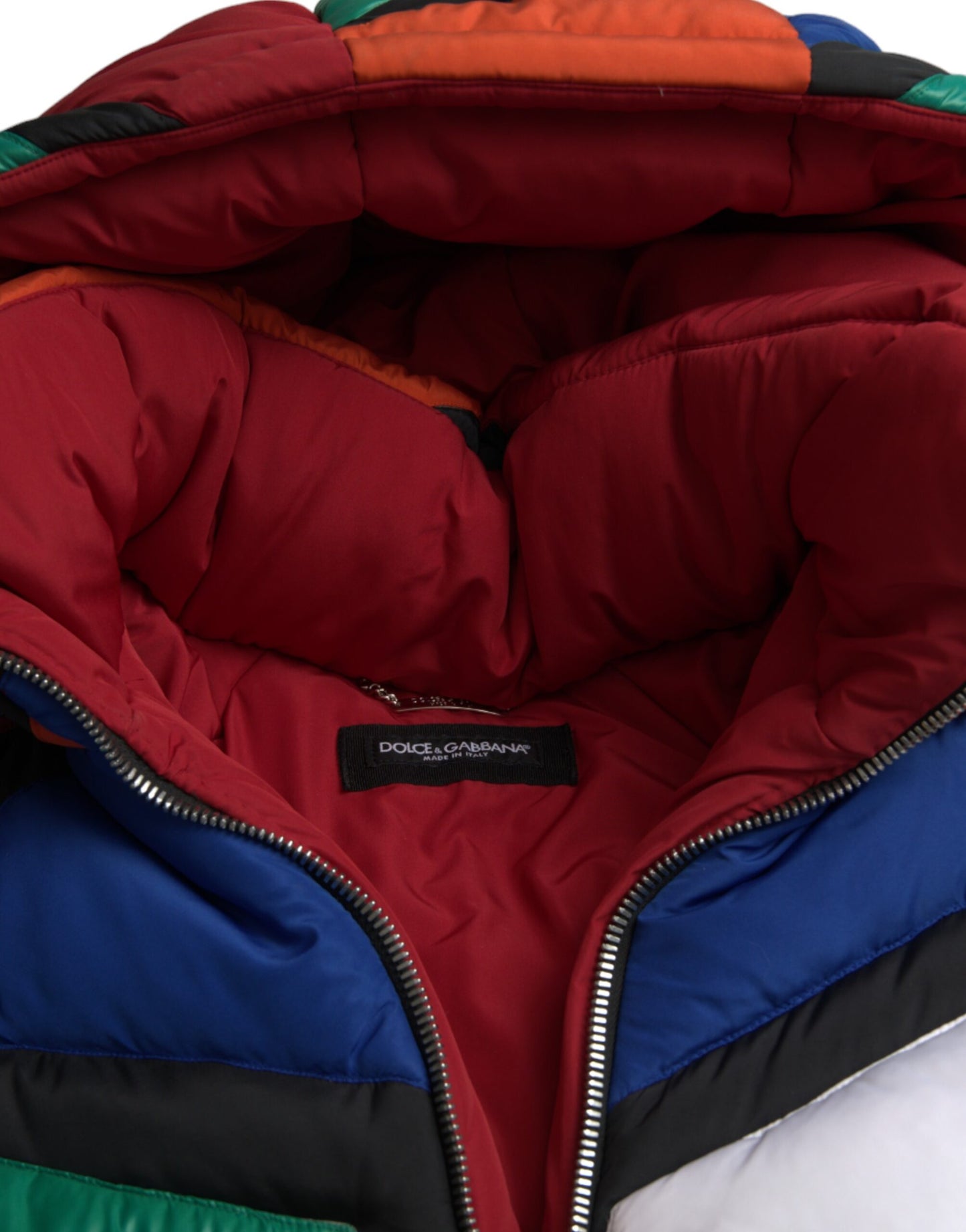 Doudoune matelassée à capuche multicolore