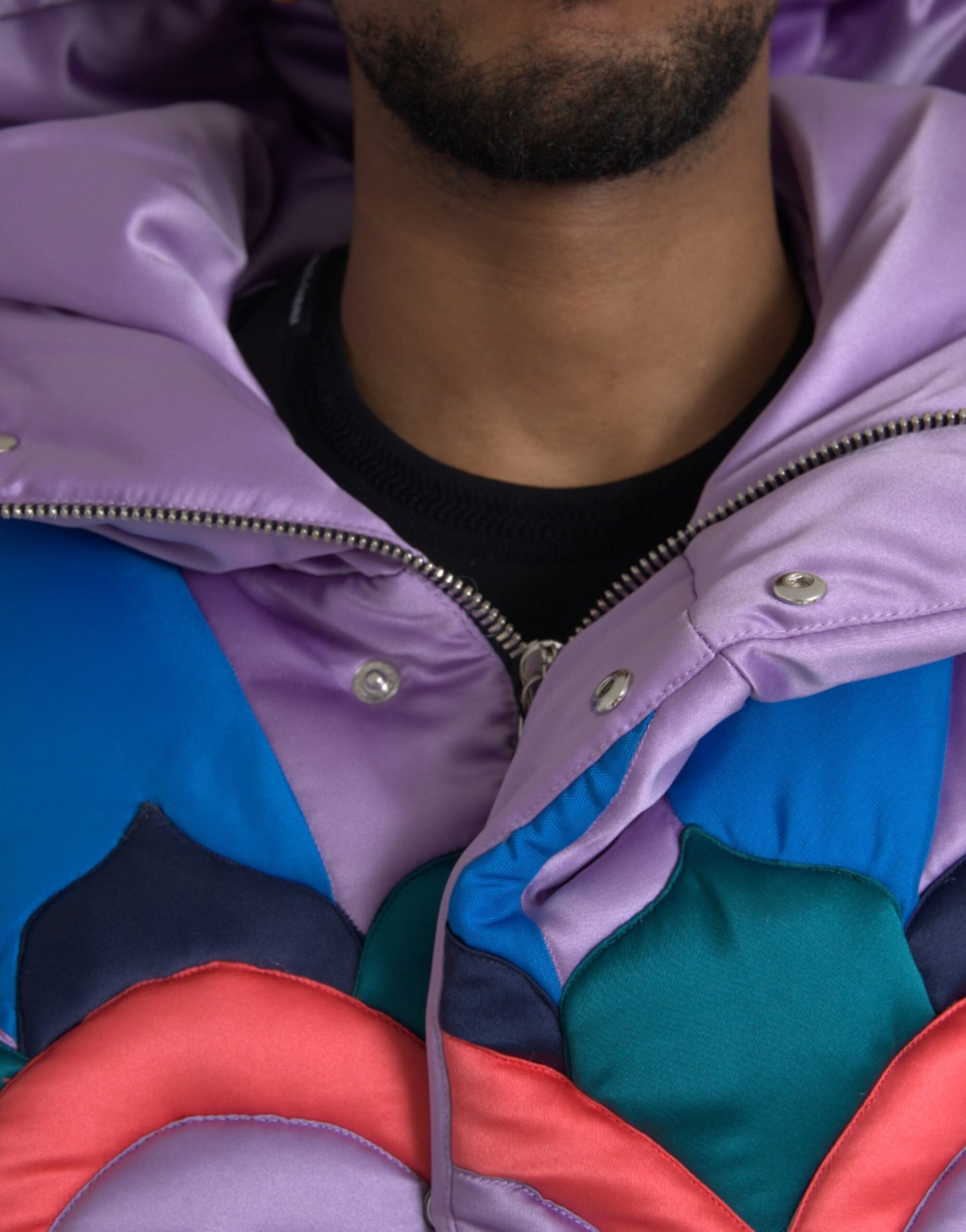 Doudoune à capuche avec logo cœur multicolore