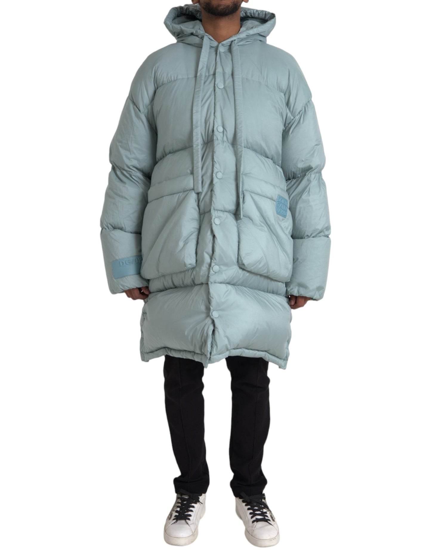 Doudoune matelassée à capuche bleu clair pour homme