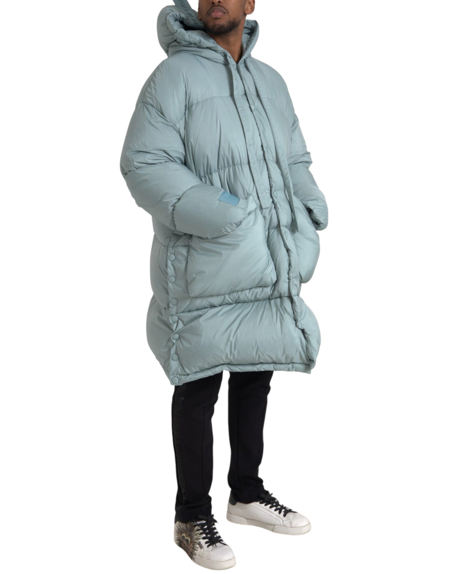 Doudoune matelassée à capuche bleu clair pour homme