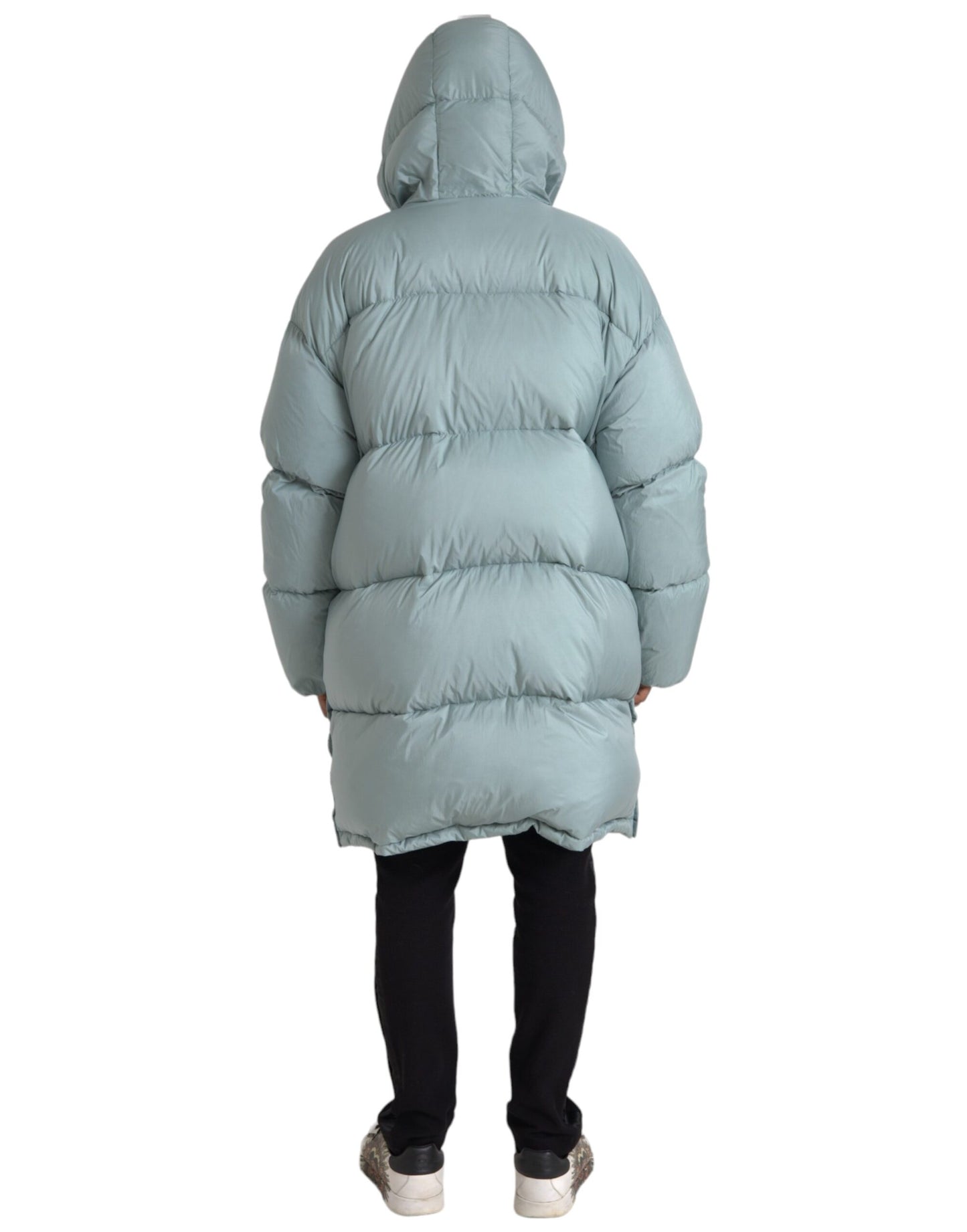 Doudoune matelassée à capuche bleu clair pour homme