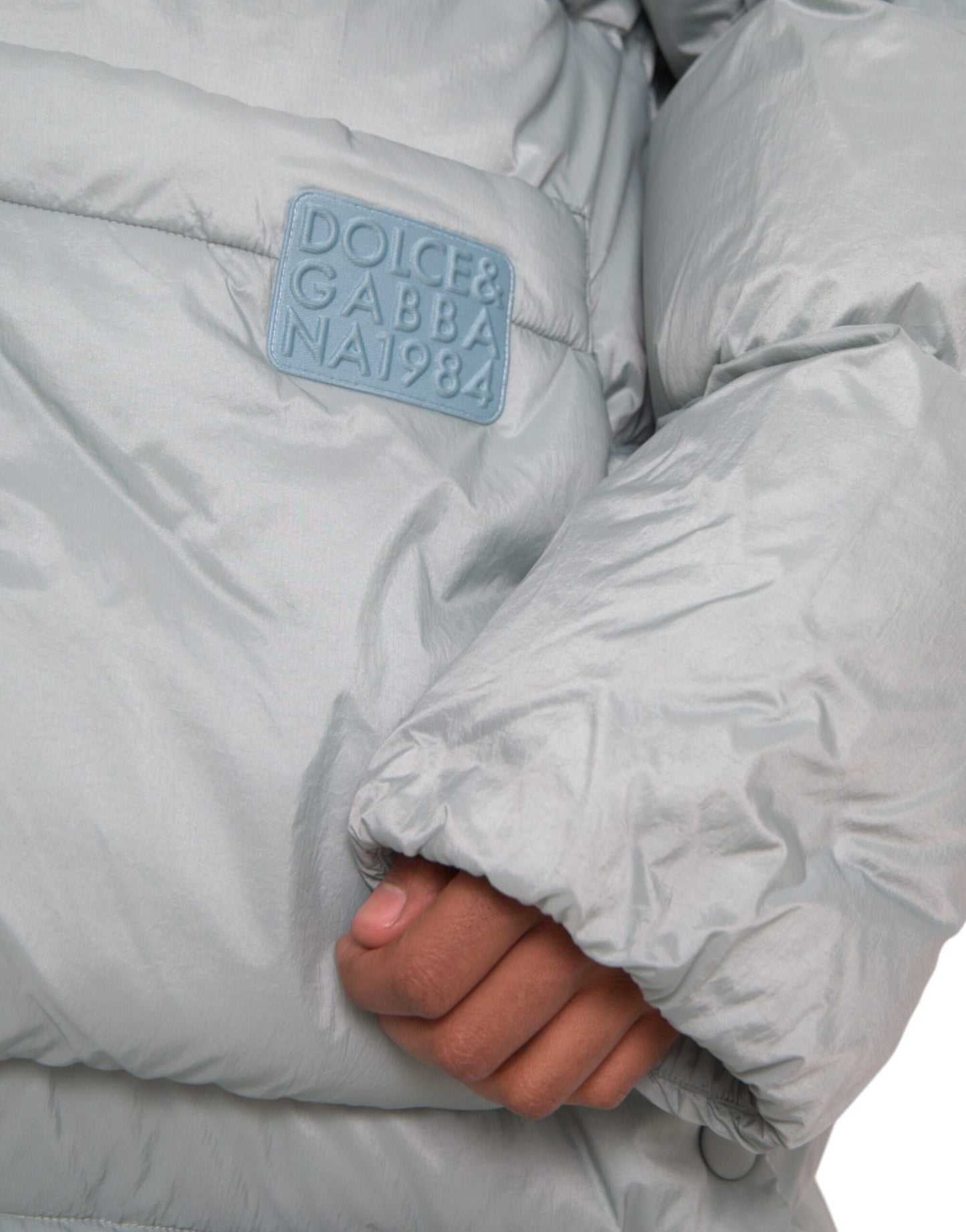 Doudoune matelassée à capuche bleu clair pour homme