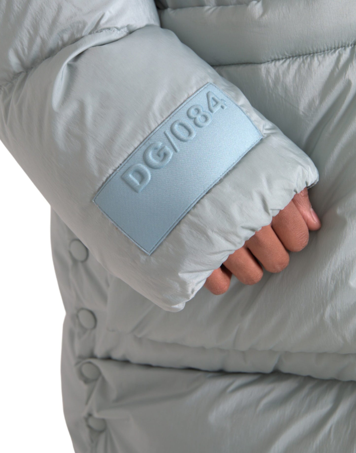Doudoune matelassée à capuche bleu clair pour homme