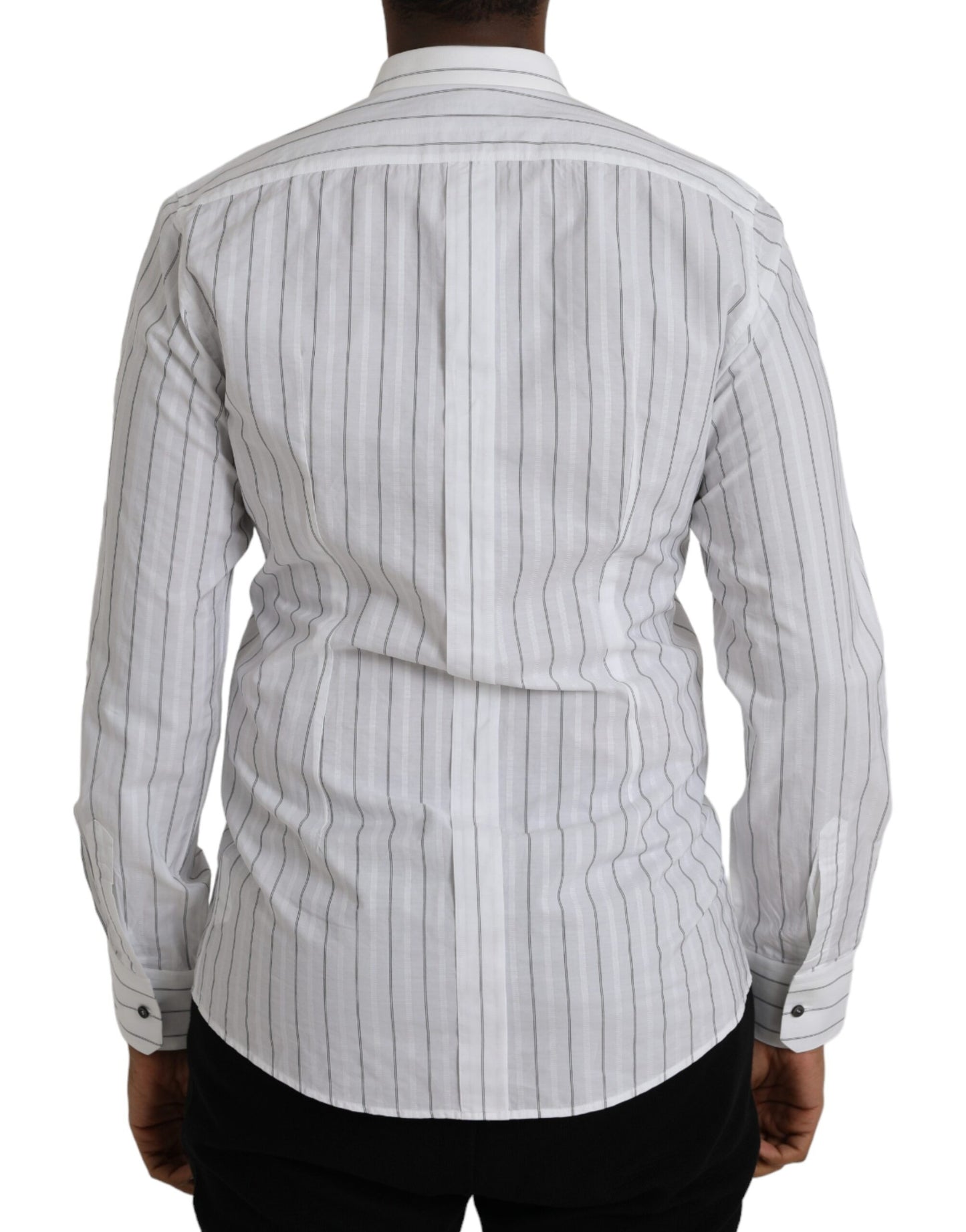 Chemise habillée à rayures noires et blanches dorées