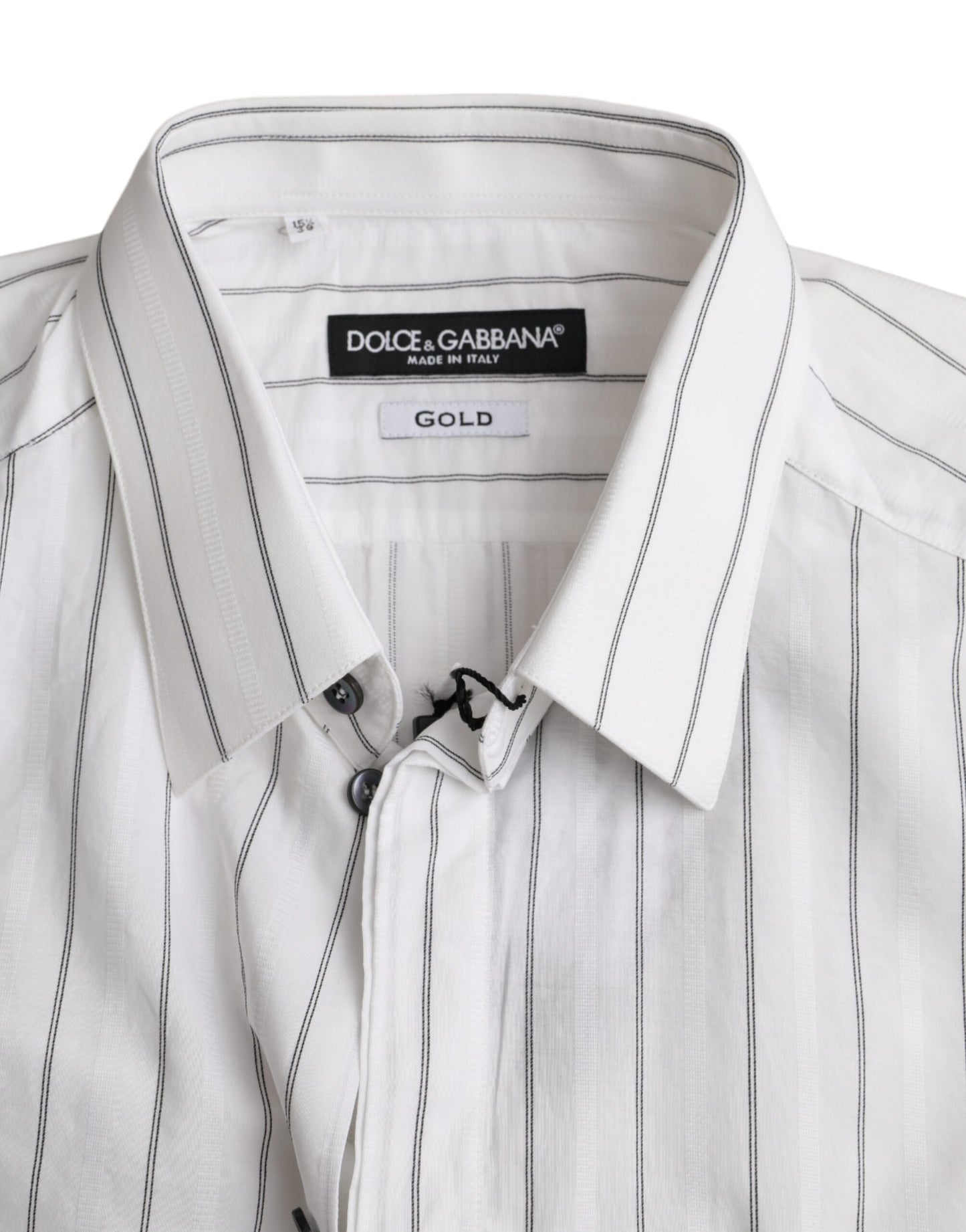 Chemise habillée à rayures noires et blanches dorées