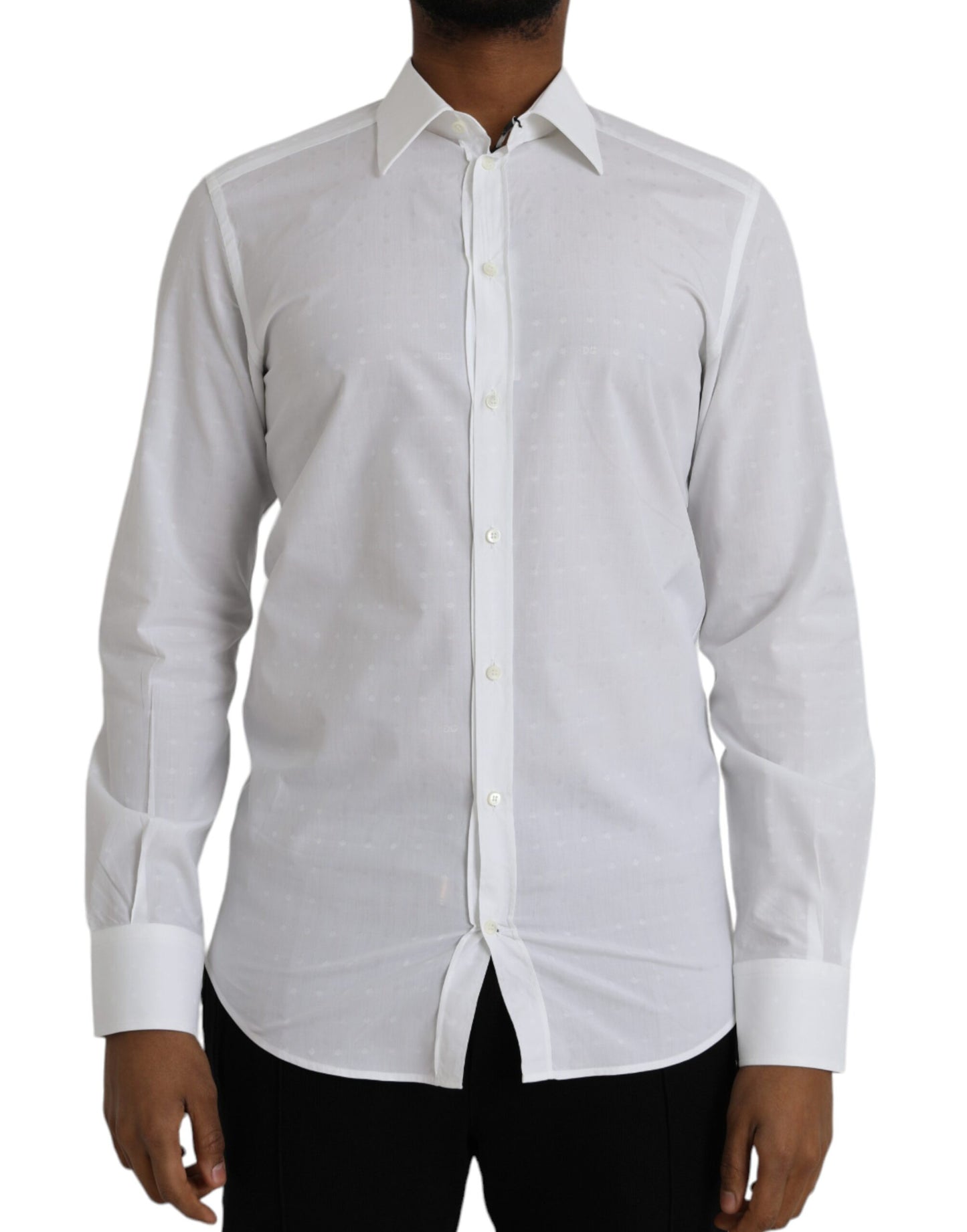 Chemise homme en coton blanc avec logo doré