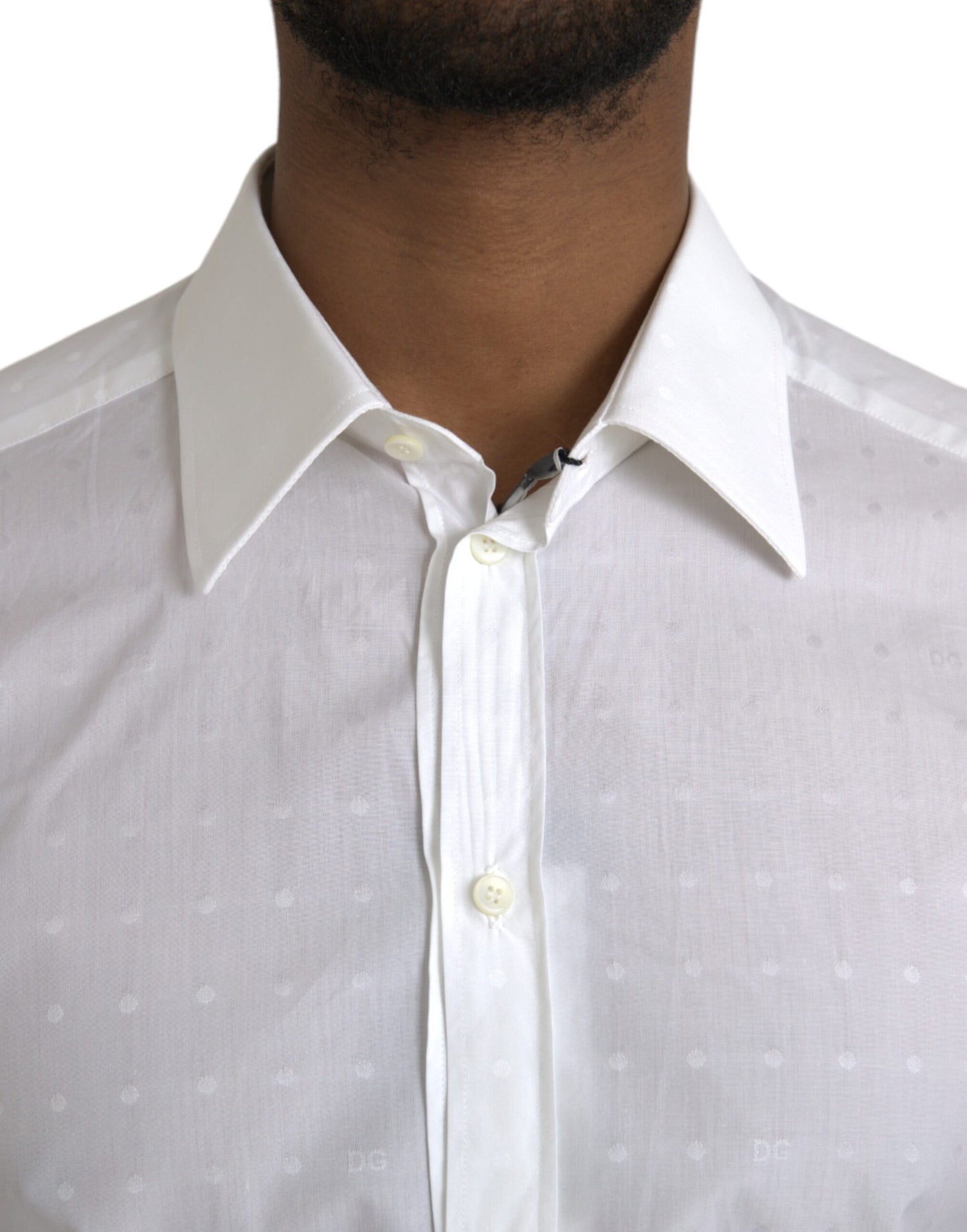 Chemise homme en coton blanc avec logo doré