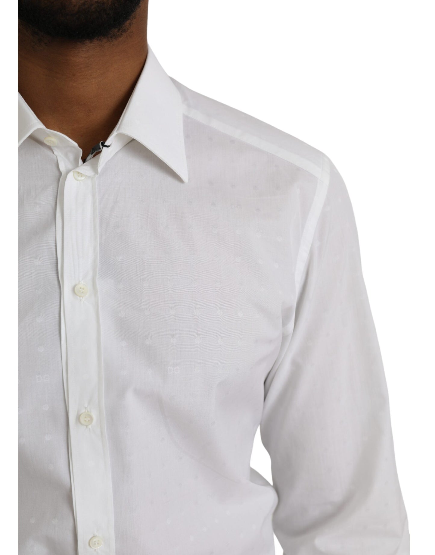 Chemise homme en coton blanc avec logo doré