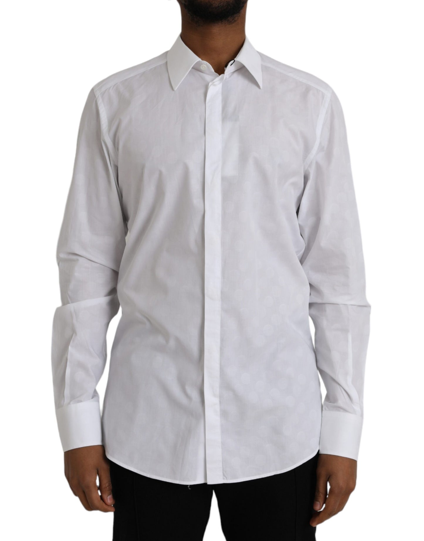 Robe en coton blanc à pois Chemise dorée