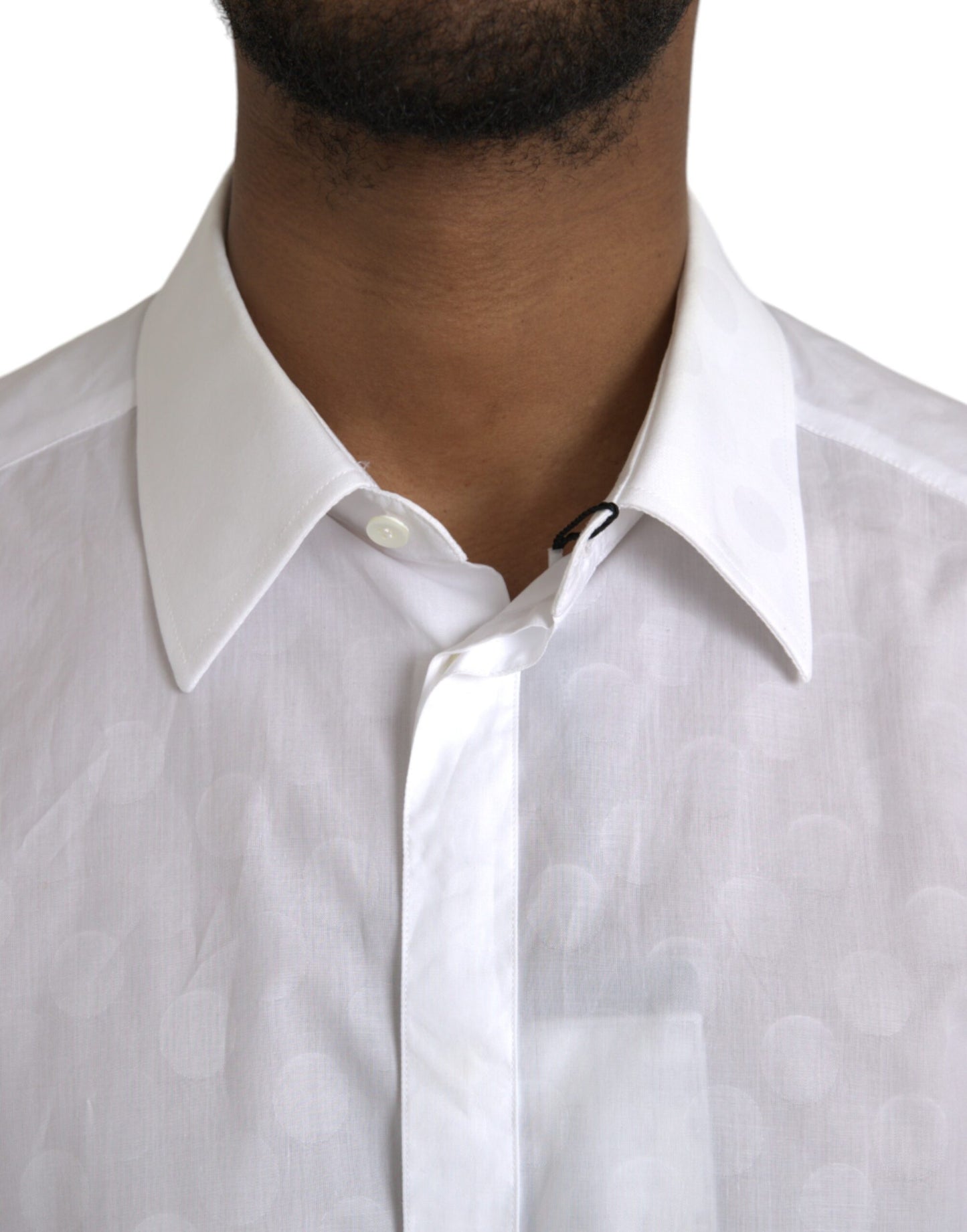 Robe en coton blanc à pois Chemise dorée