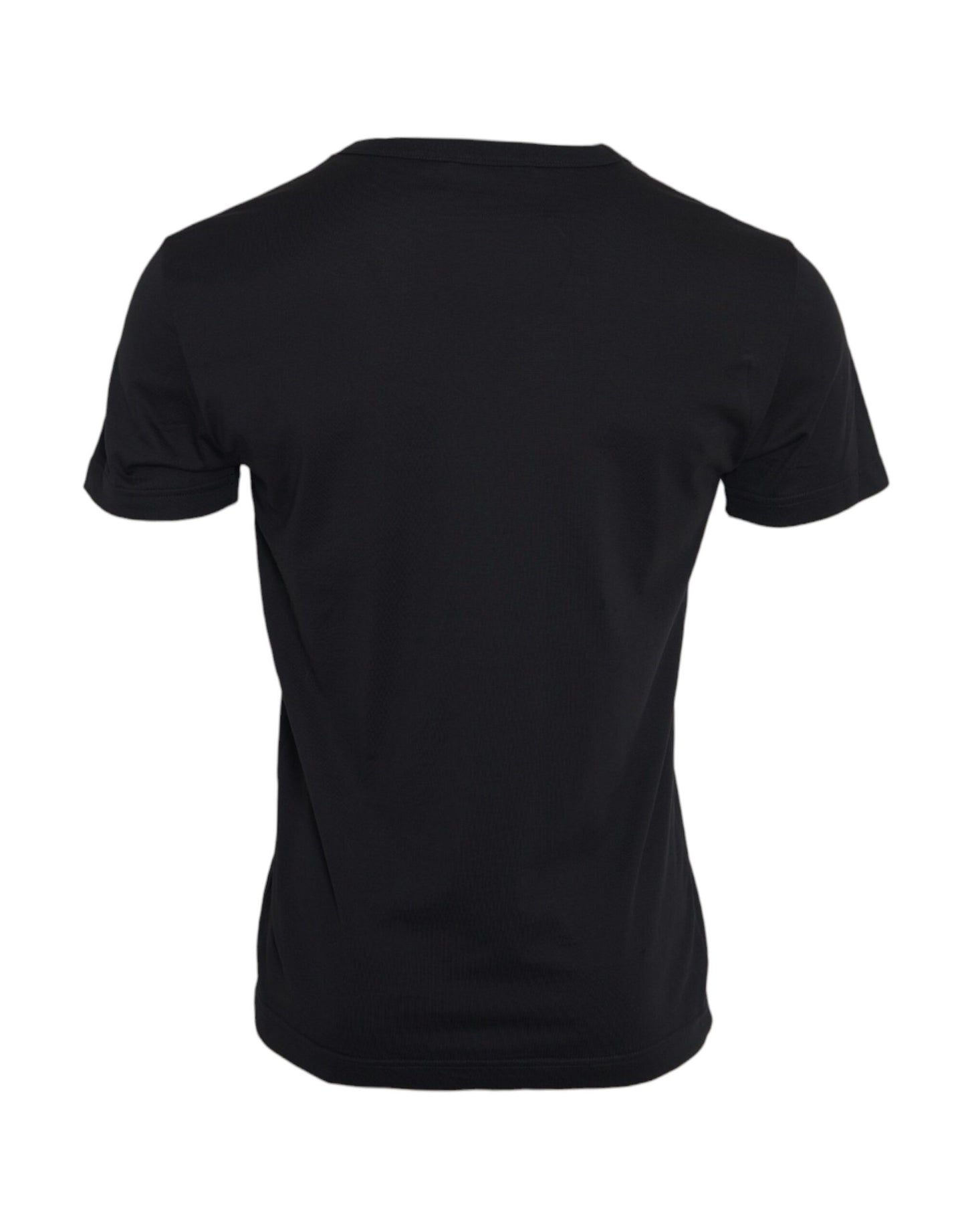T-shirt à manches courtes en coton noir avec chaîne argentée