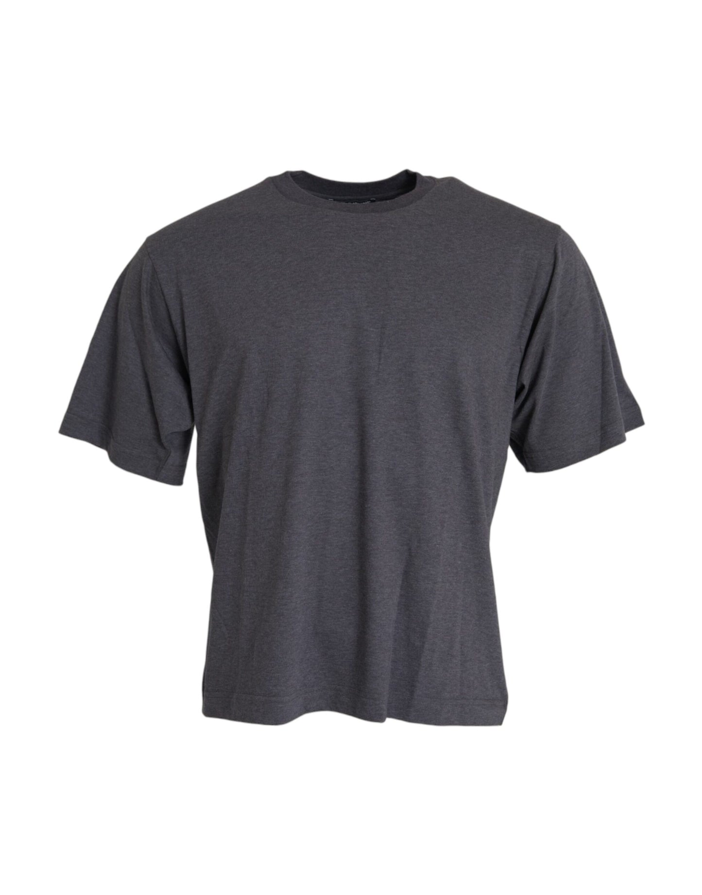 T-shirt gris à manches courtes et col rond en coton