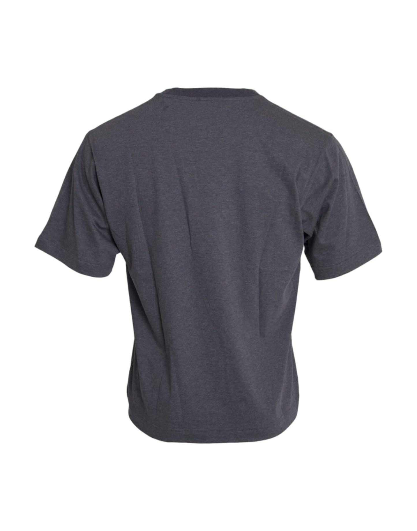 T-shirt gris à manches courtes et col rond en coton