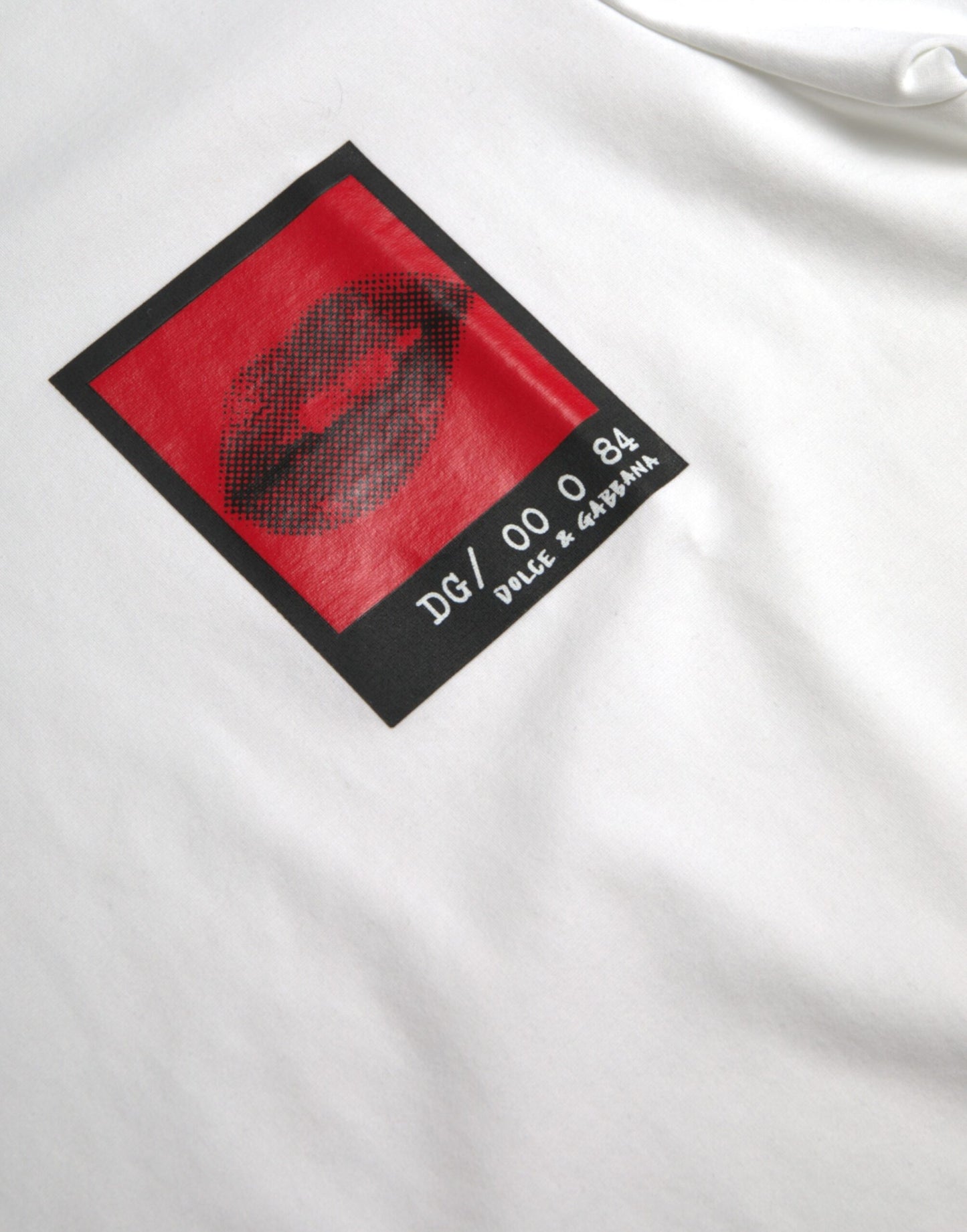 T-shirt homme en coton imprimé lèvres rouges et blanches