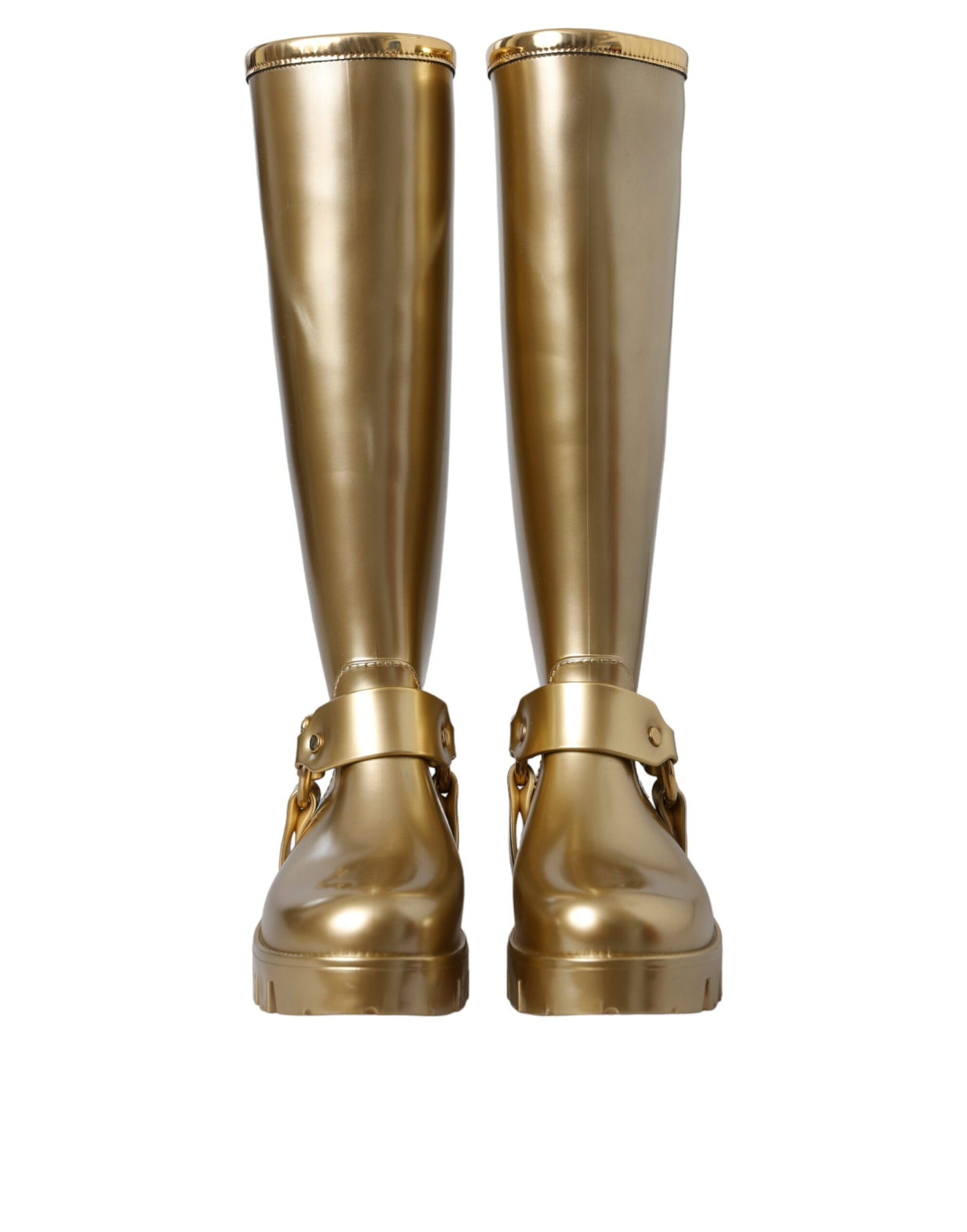 Bottes de pluie en PVC métallisé doré