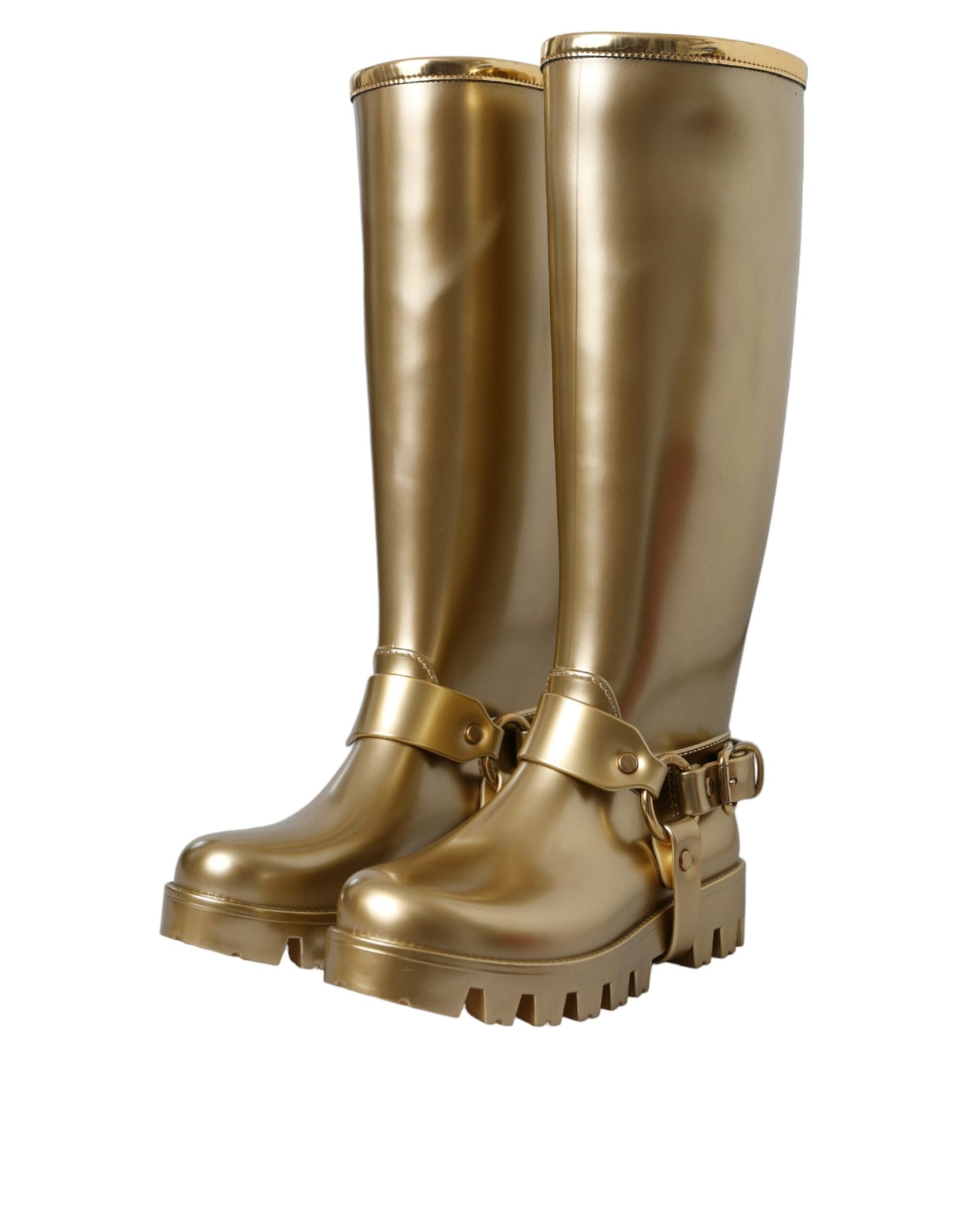 Bottes de pluie en PVC métallisé doré