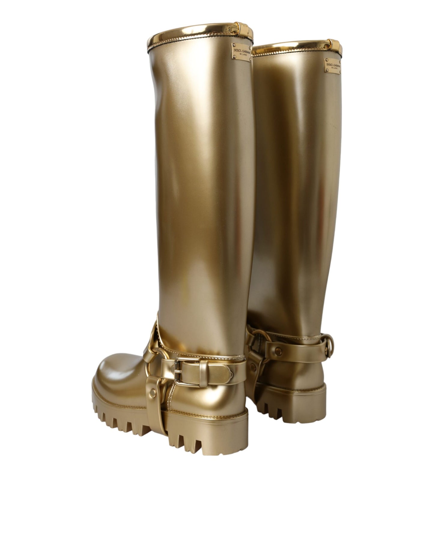 Bottes de pluie en PVC métallisé doré