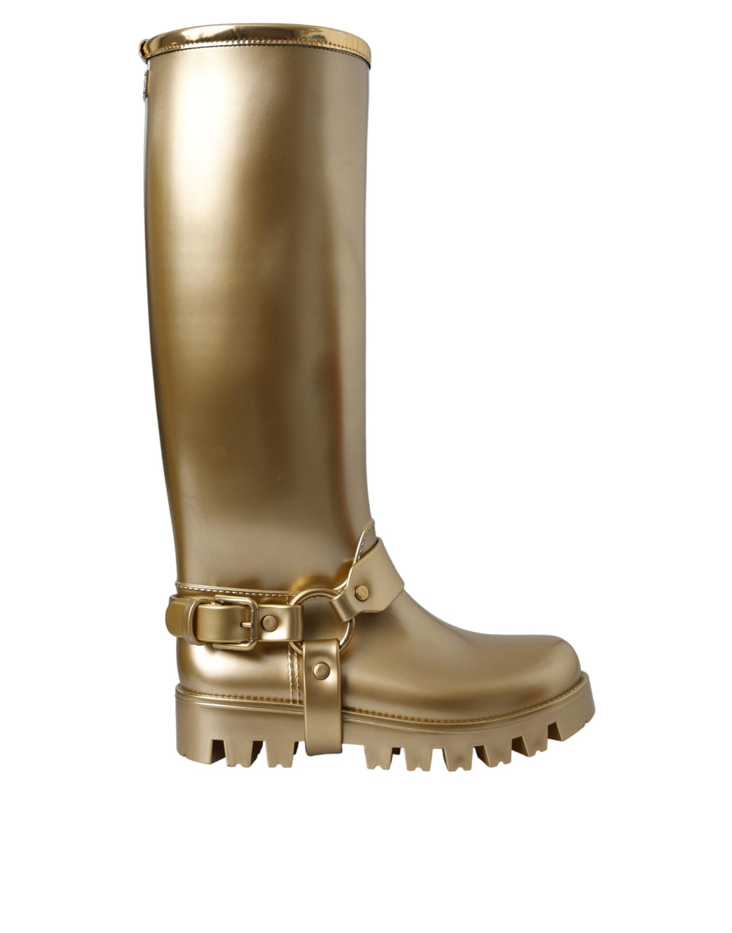 Bottes de pluie en PVC métallisé doré