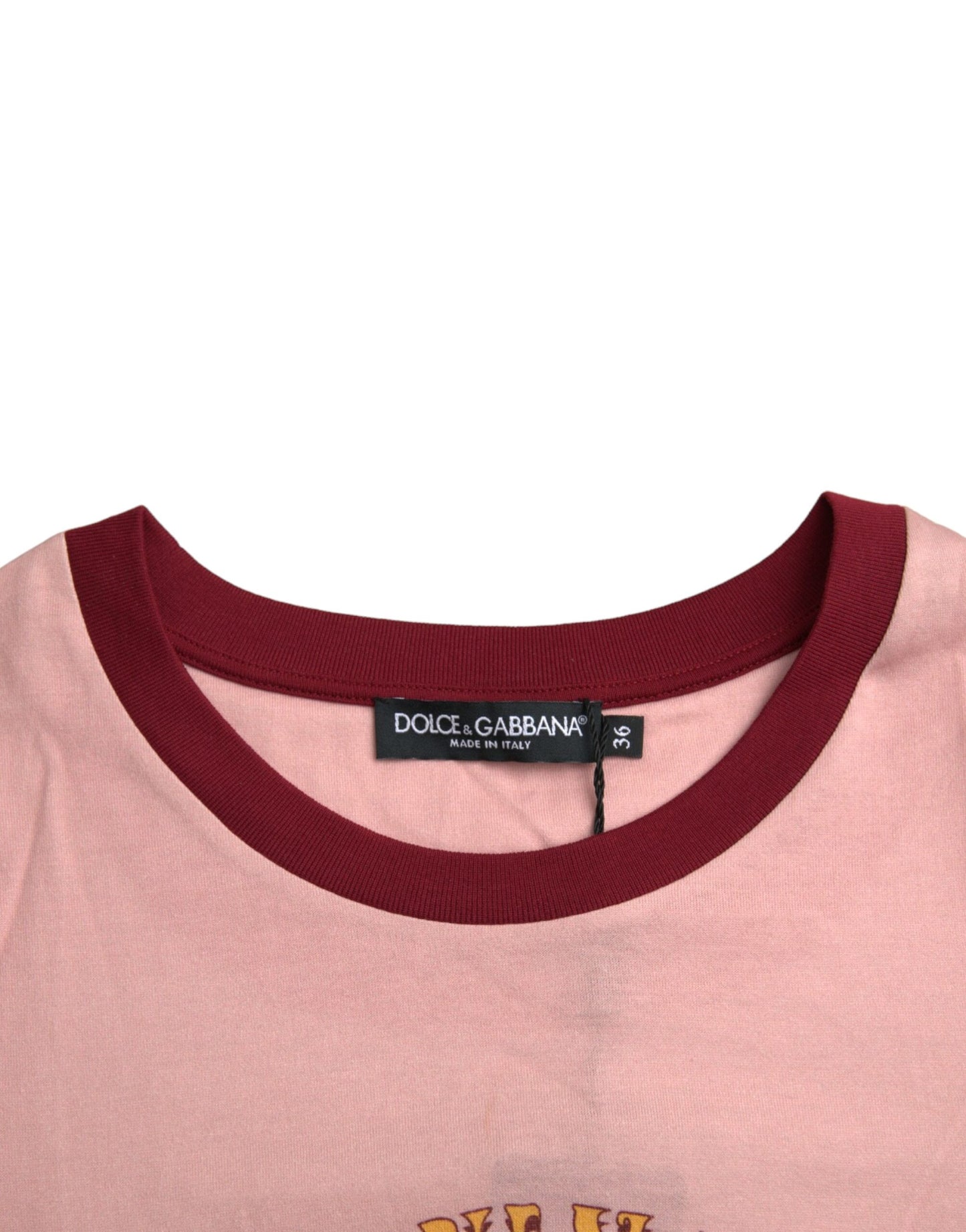Camiseta de algodón rosa de manga corta y cuello redondo