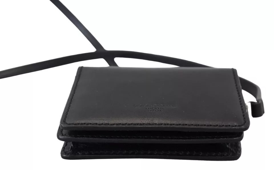 Cartera bandolera plegable de cuero negro para mujer