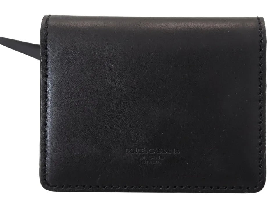 Cartera bandolera plegable de cuero negro para mujer