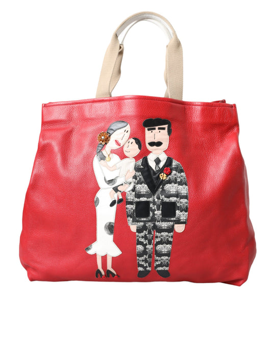Sac fourre-tout en cuir rouge avec patch #DGFamily