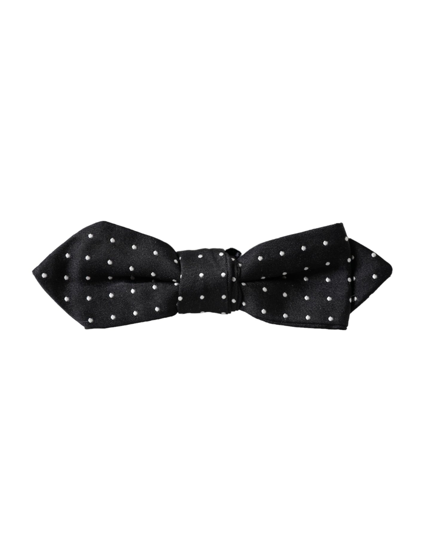 Nœud papillon ajustable en soie noire à pois pour homme