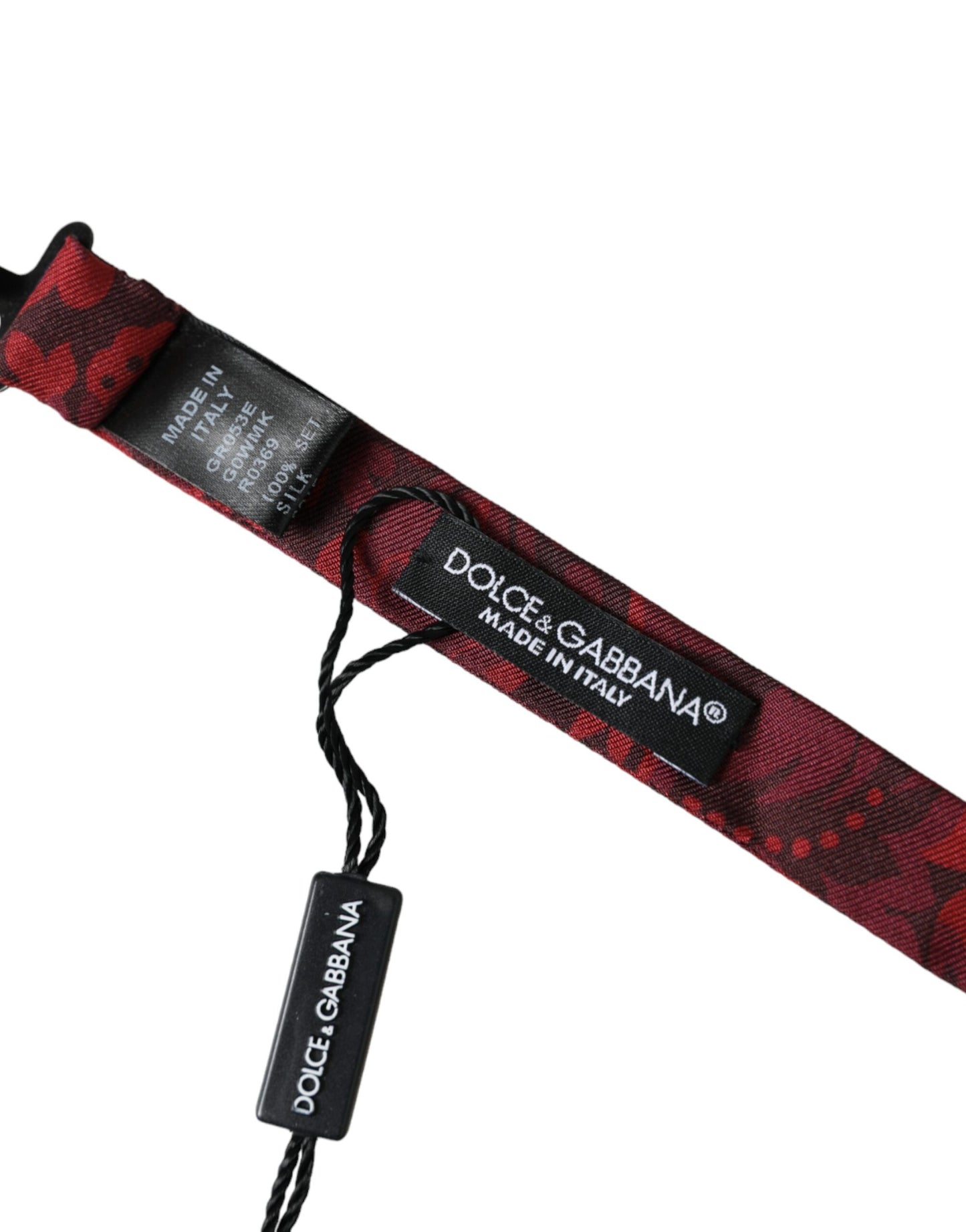 Pajarita de seda roja con estampado floral ajustable para hombre