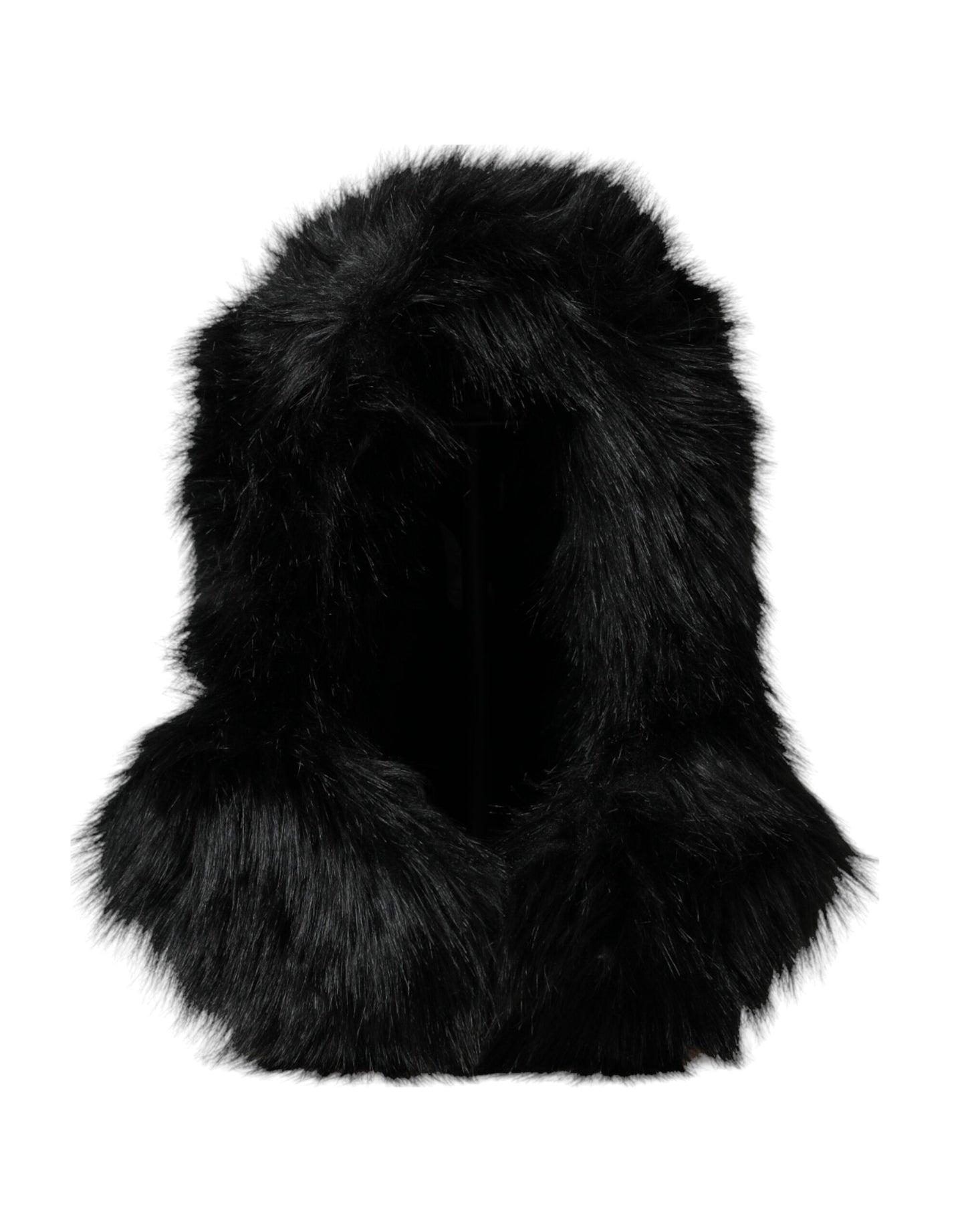 Chapeau enveloppant en fausse fourrure noire