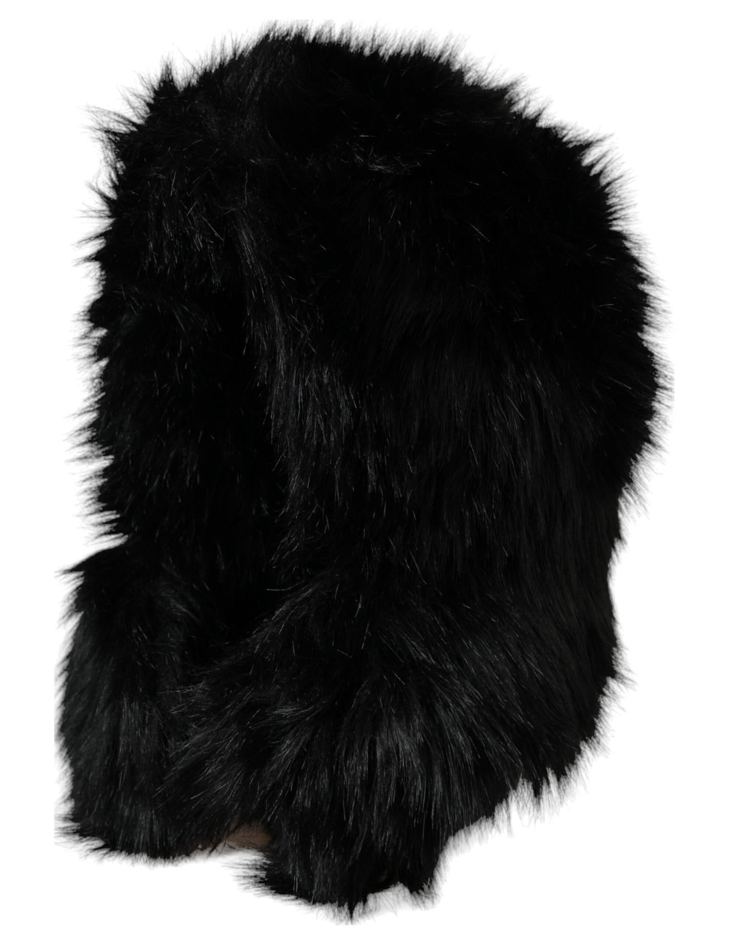 Chapeau enveloppant en fausse fourrure noire