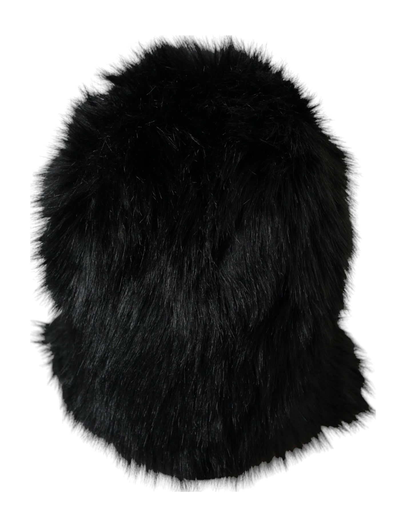 Chapeau enveloppant en fausse fourrure noire